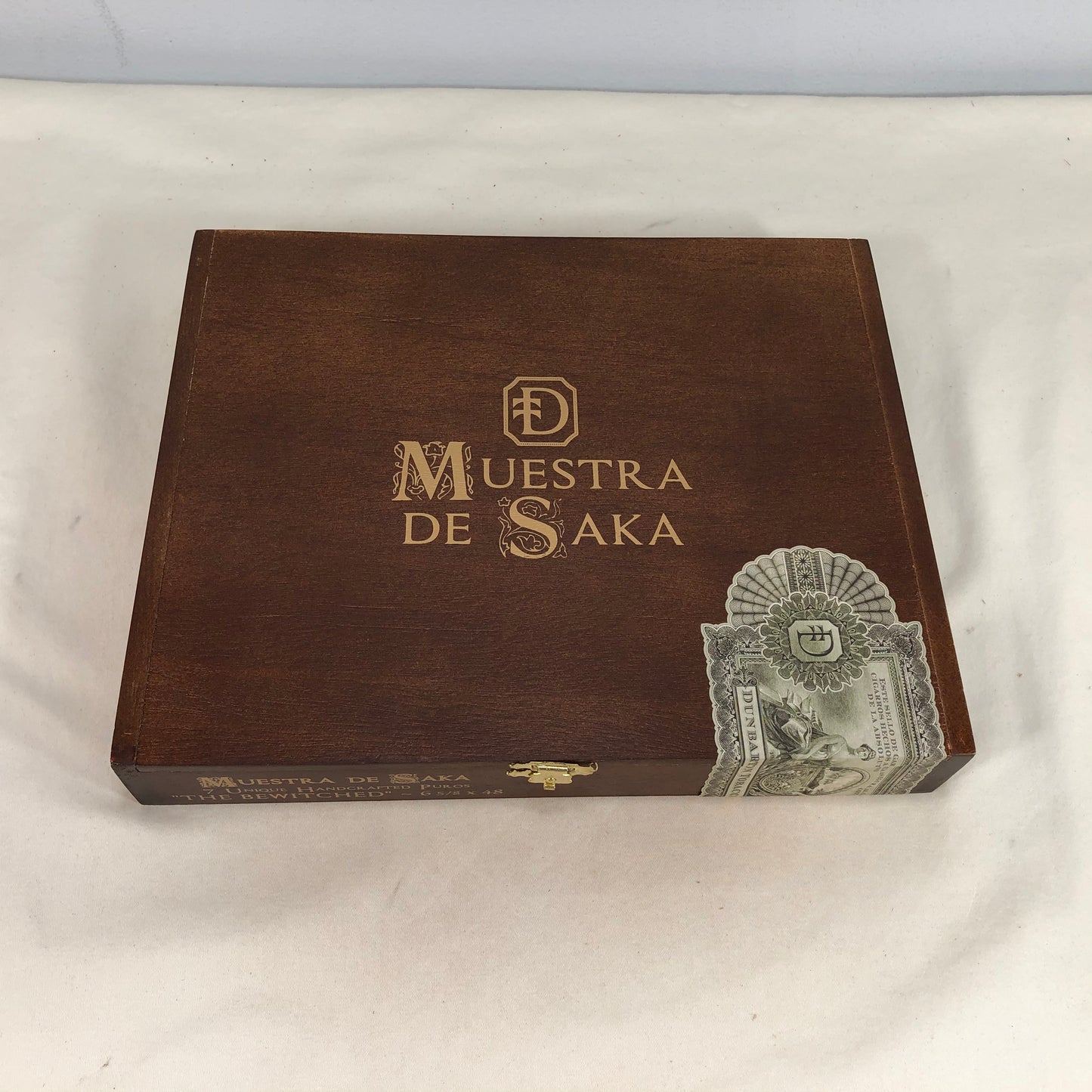 Muestra De Saka The Bewitched Empty Wooden Cigar Box 9.75x8x1.5