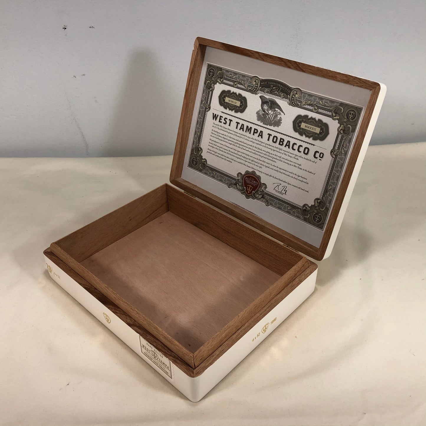 West Tampa White Toro Empty Wooden Cigar Box 9x7x2