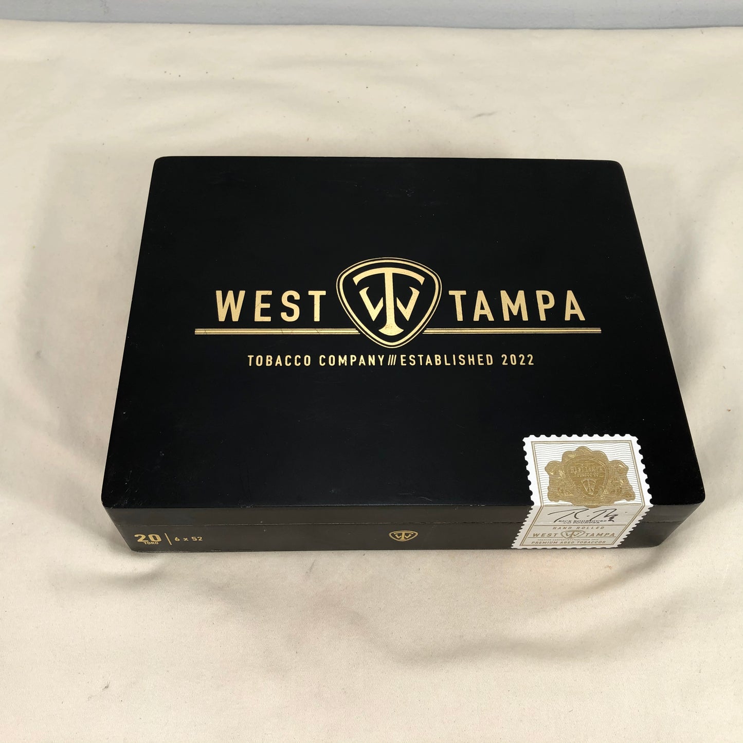 West Tampa Black Toro Empty Wooden Cigar Box 9x7x2