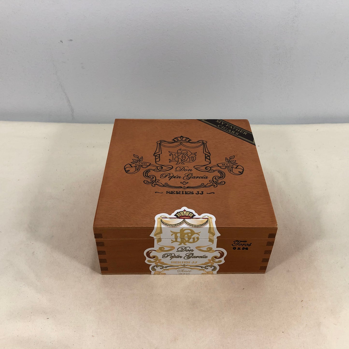 Don Pepin Garcia JJ Belicoso Empty Wooden Cigar Box 6.5x6.75x2.75