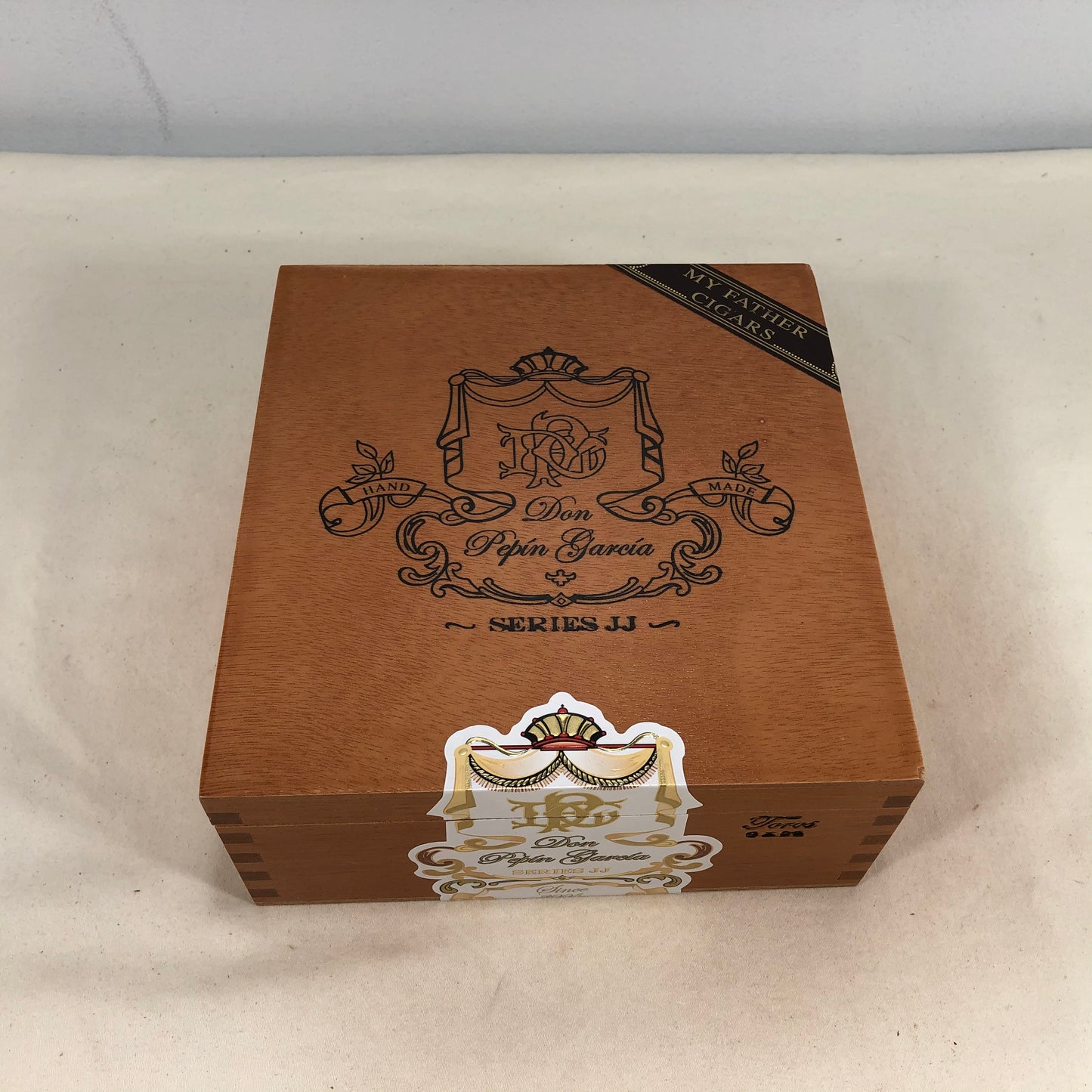 Don Pepin Garcia JJ Belicoso Empty Wooden Cigar Box 6.5x6.75x2.75