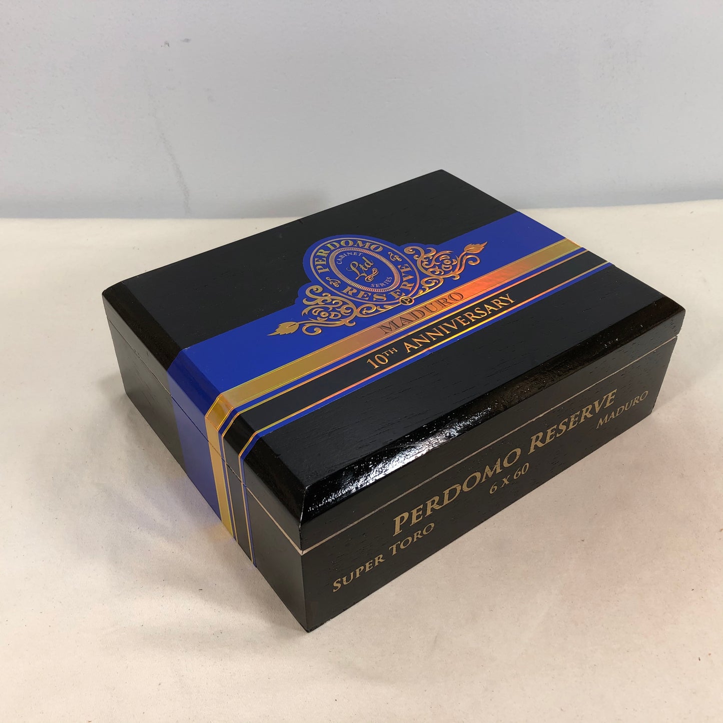 Perdomo 10th Anniversary Maduro Super Toro Empty Wooden Cigar Box 9x7.25x3