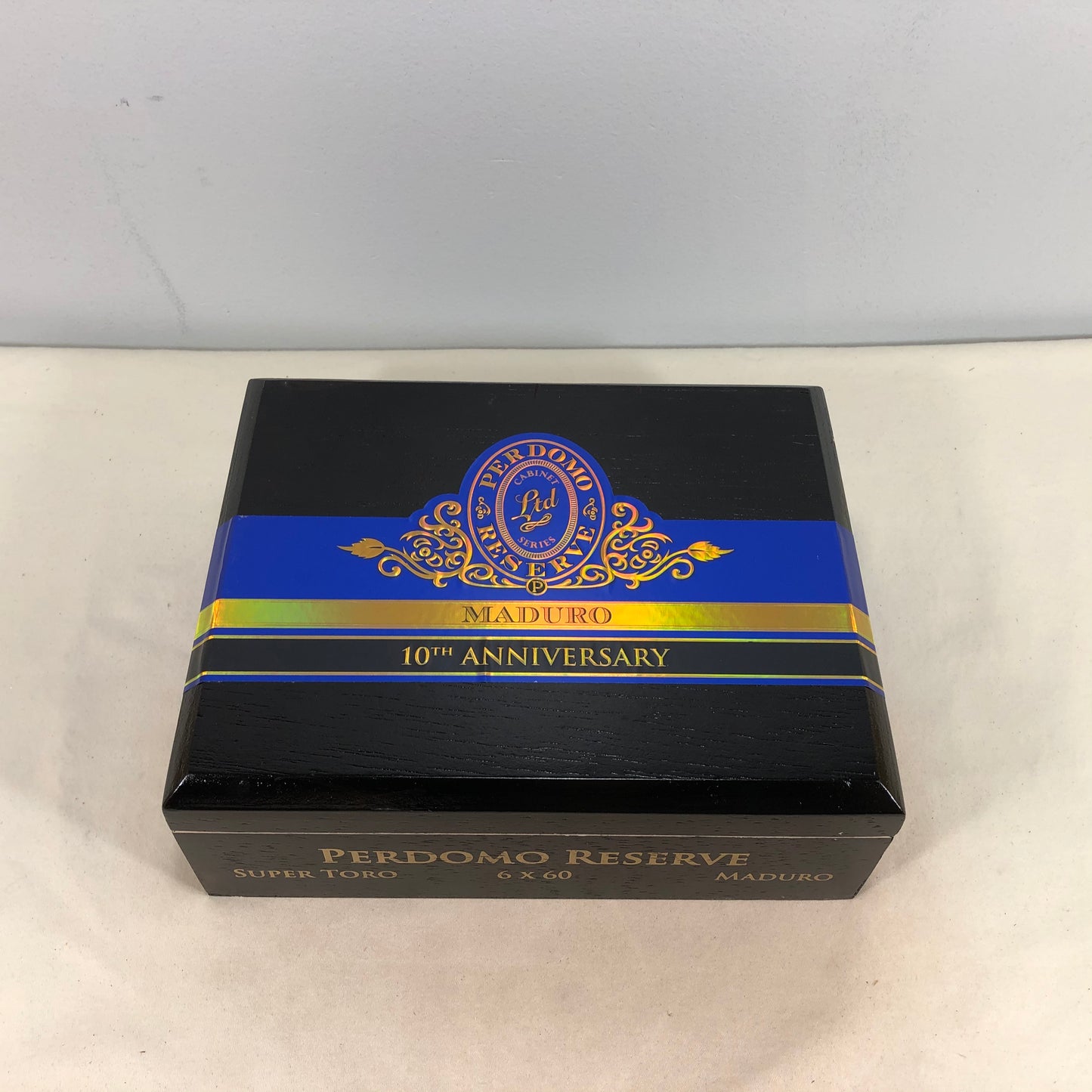 Perdomo 10th Anniversary Maduro Super Toro Empty Wooden Cigar Box 9x7.25x3