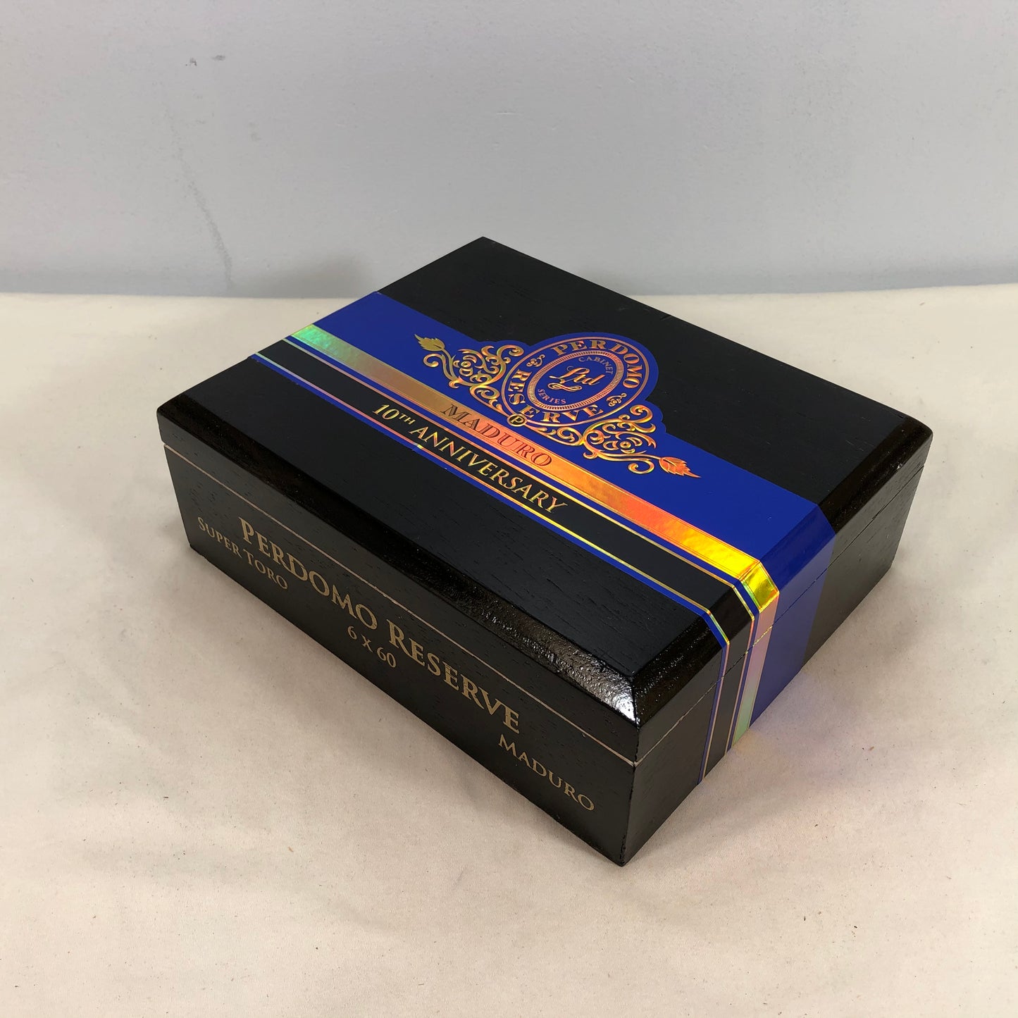 Perdomo 10th Anniversary Maduro Super Toro Empty Wooden Cigar Box 9x7.25x3