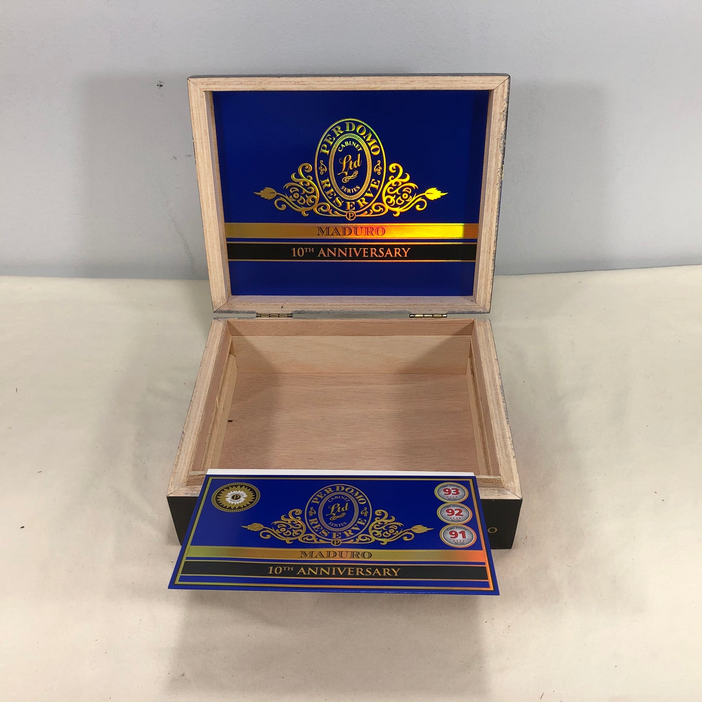 Perdomo 10th Anniversary Maduro Super Toro Empty Wooden Cigar Box 9x7.25x3