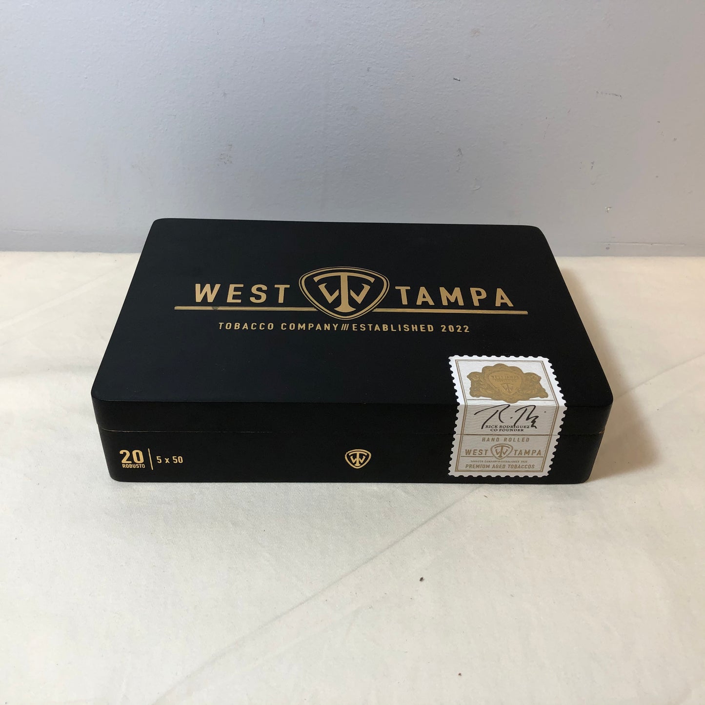 West Tampa Black Robusto Empty Wooden Cigar Box 8.75x6.25x2