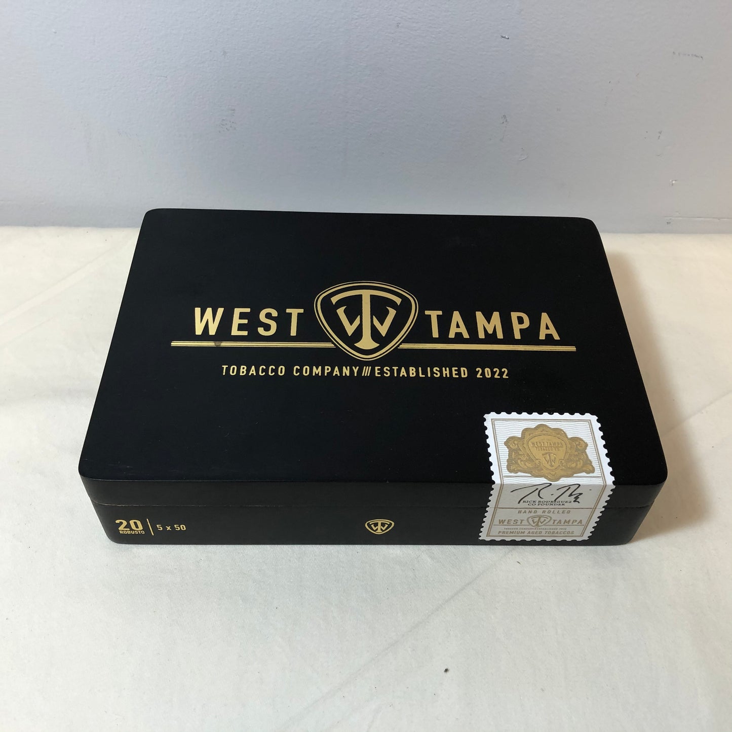 West Tampa Black Robusto Empty Wooden Cigar Box 8.75x6.25x2