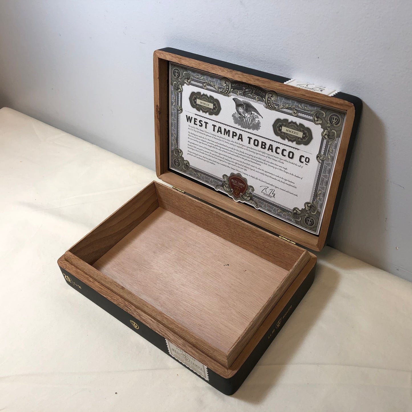 West Tampa Black Robusto Empty Wooden Cigar Box 8.75x6.25x2