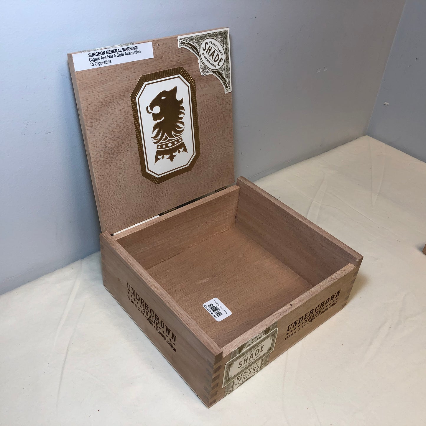 Undercrown Shade Doble Empty Wooden Cigar Box 8.75x8x3.5