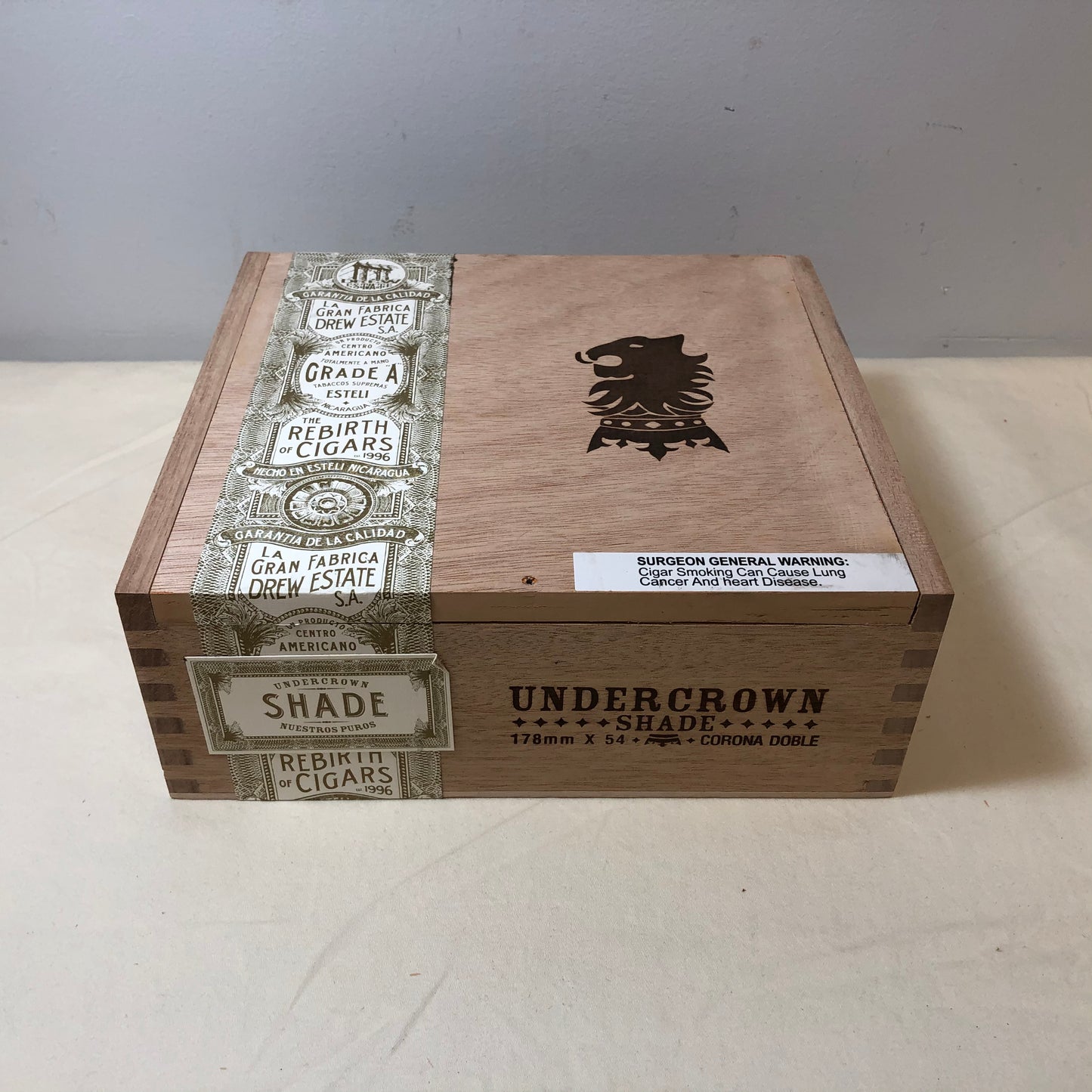 Undercrown Shade Doble Empty Wooden Cigar Box 8.75x8x3.5