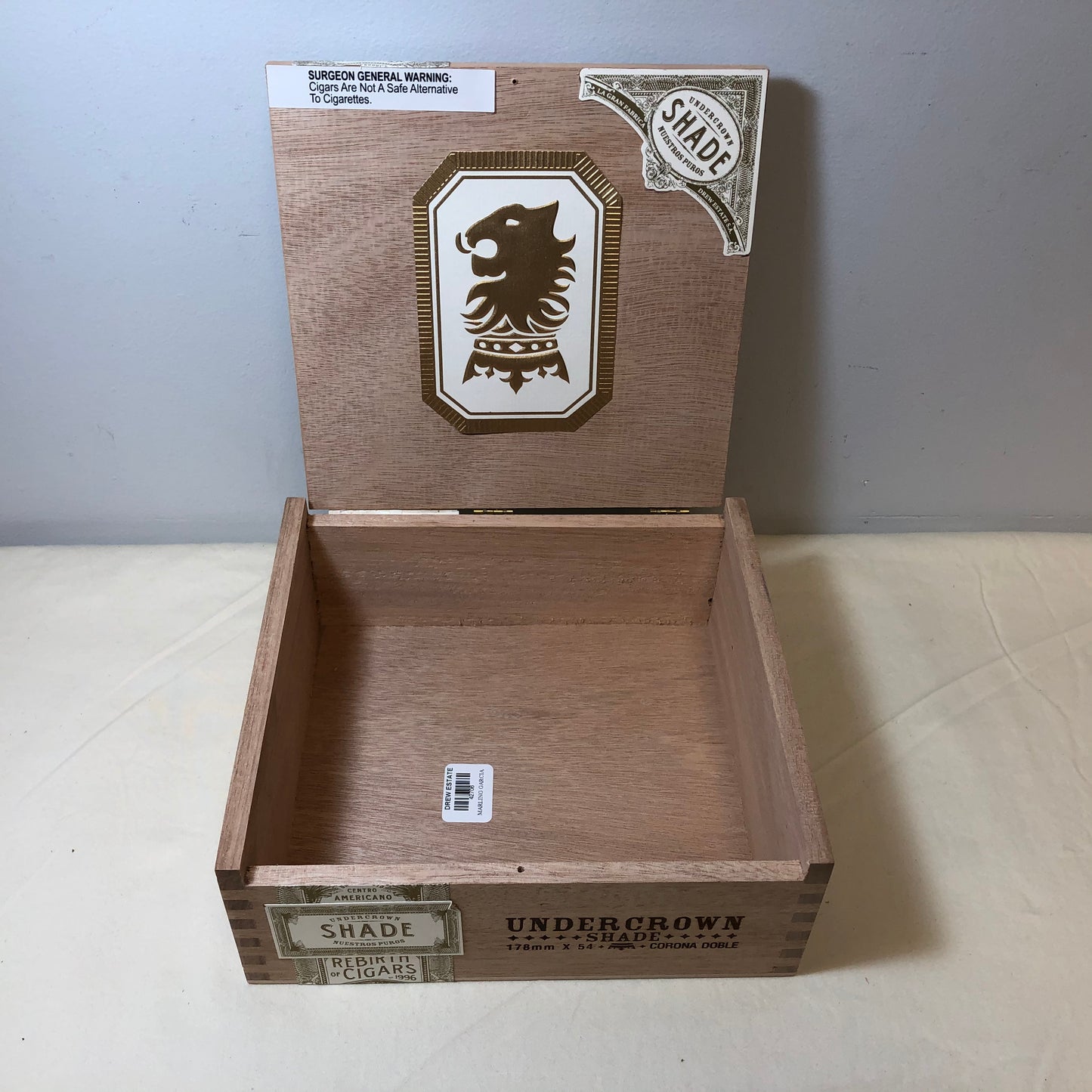 Undercrown Shade Doble Empty Wooden Cigar Box 8.75x8x3.5