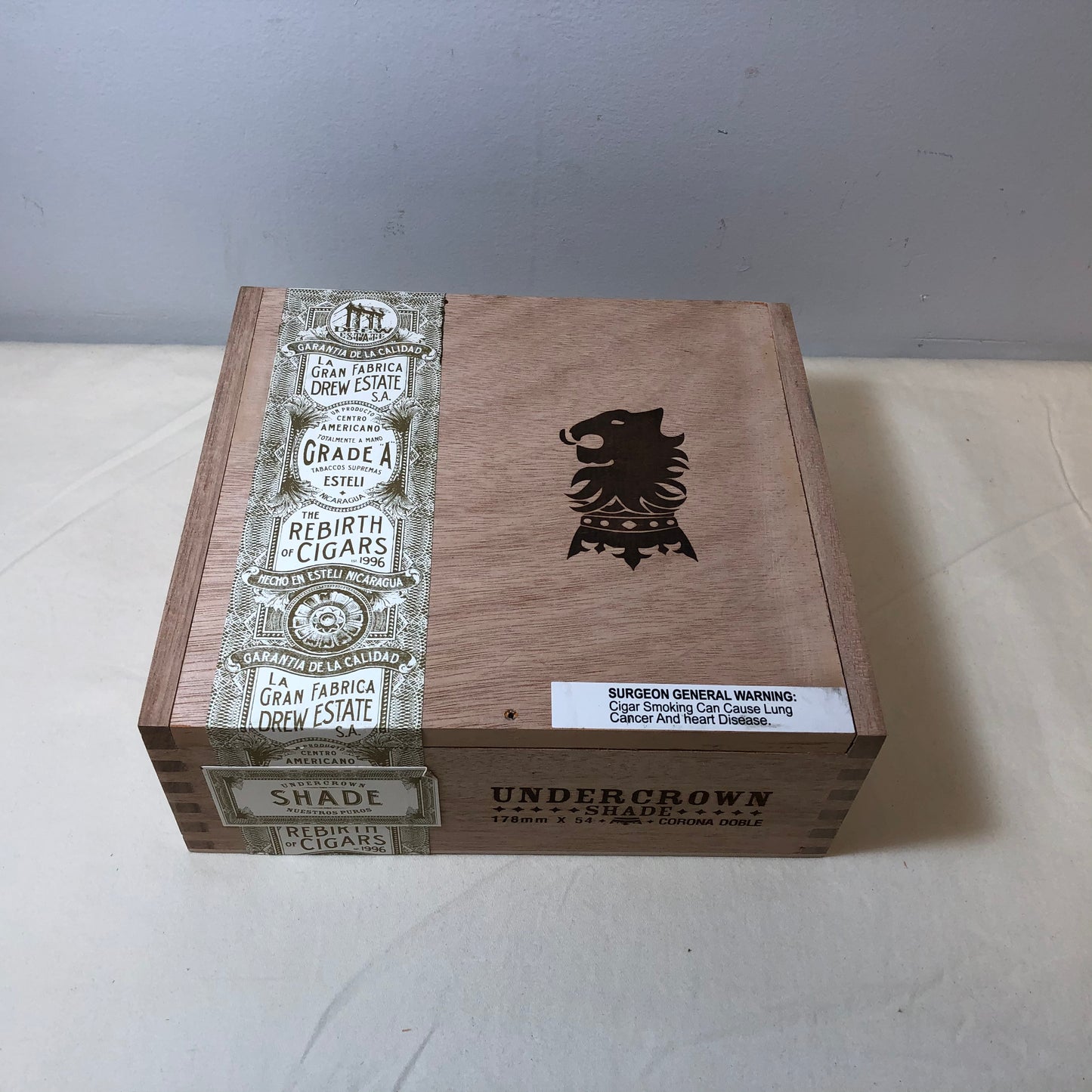 Undercrown Shade Doble Empty Wooden Cigar Box 8.75x8x3.5