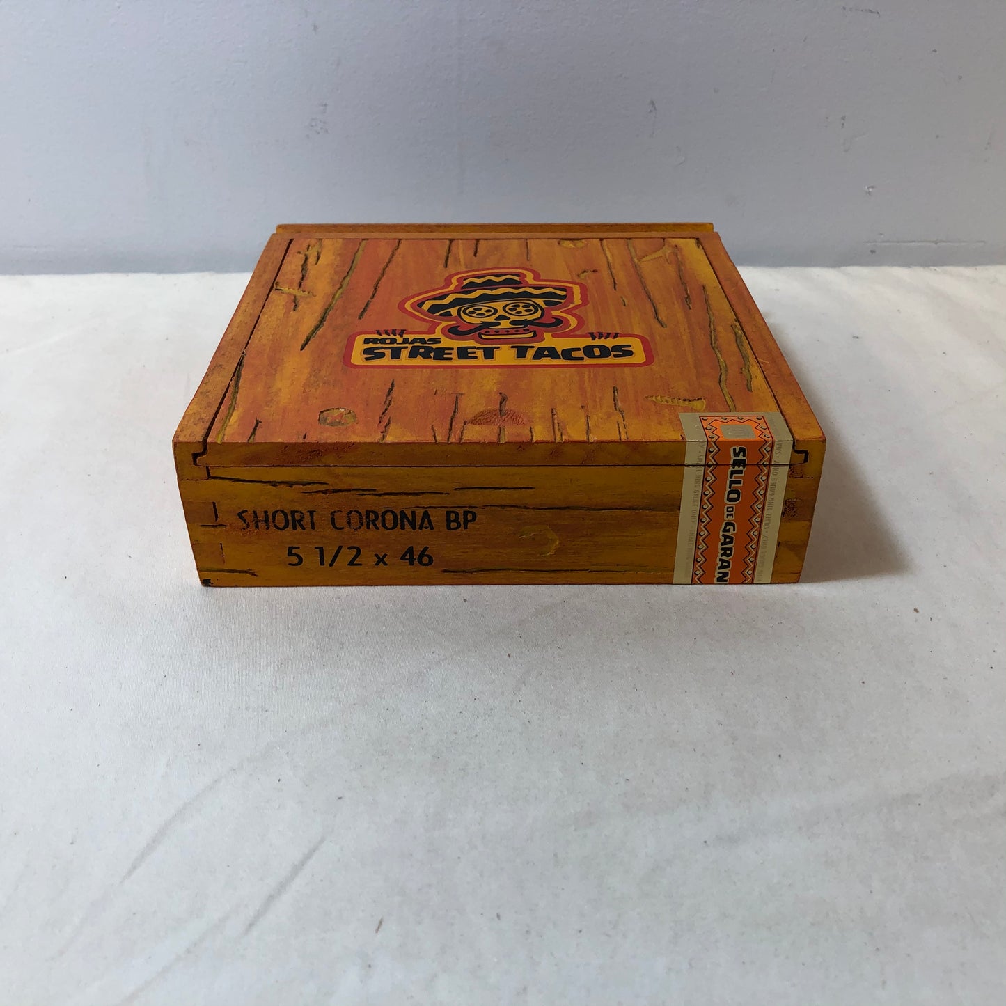 Rojas Orange Street Tacos Robusto Empty Wooden Cigar Box 6.75x6.25x1.75