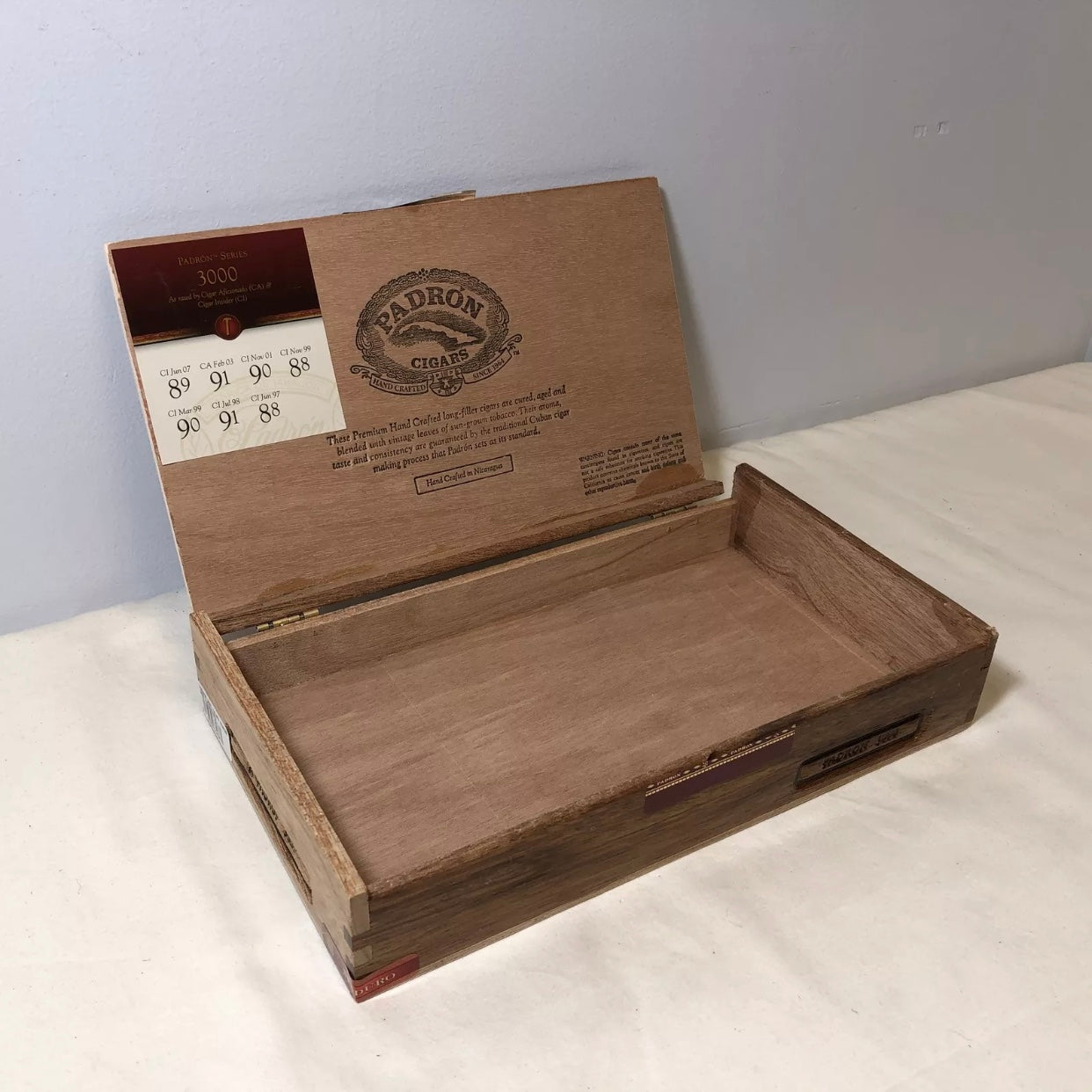 Padron 2000 Empty Wooden Cigar Box 10.5x5.5x1.75