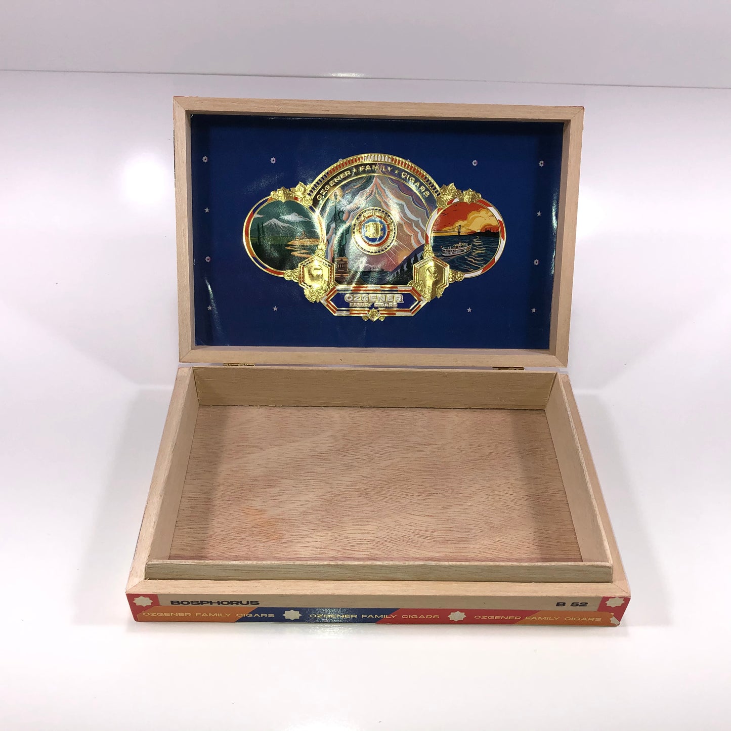 Ozgener Family Cigars B55 Empty Wooden Cigar Box 9.75x6.75x2