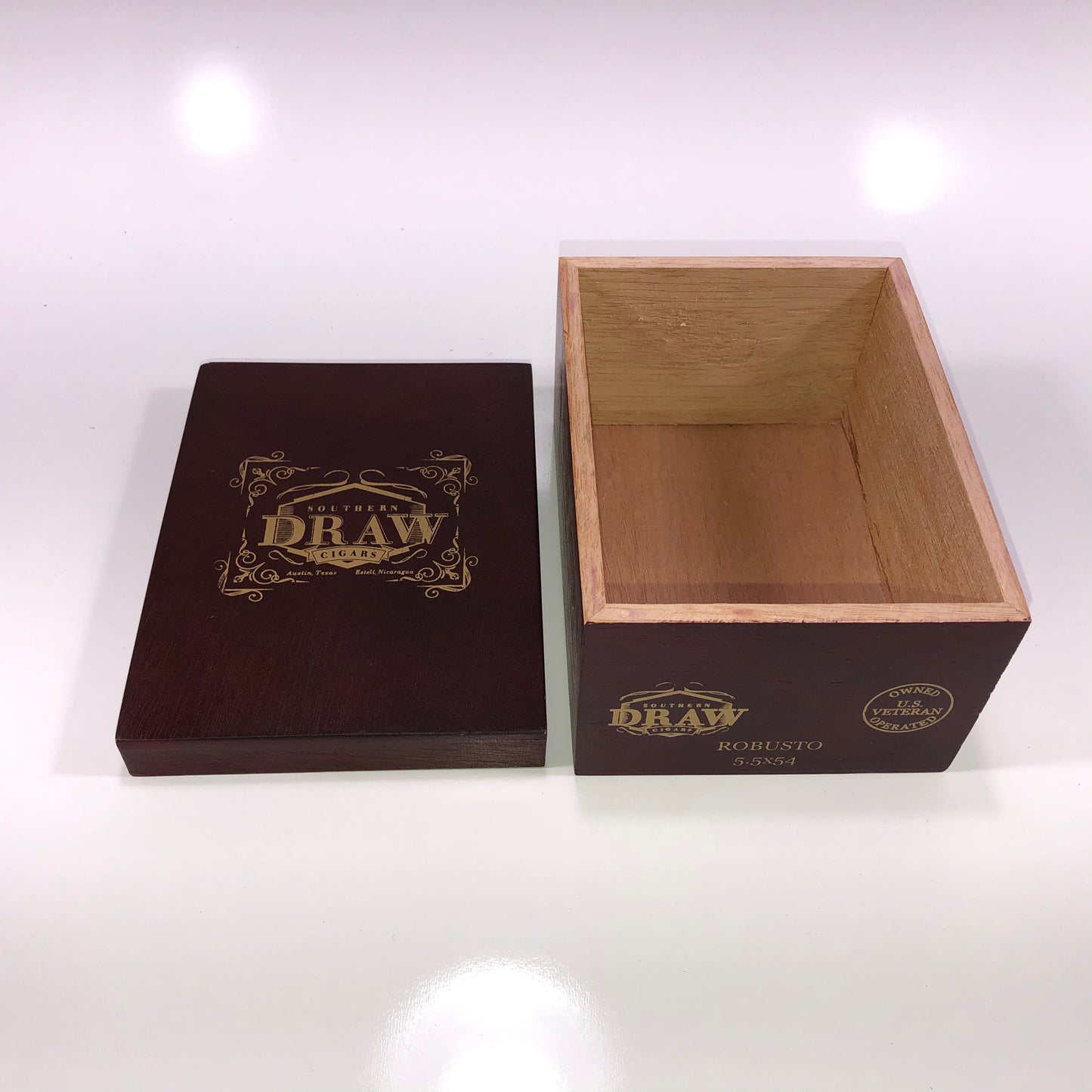 Southern Draw Robusto Empty Wooden Cigar Box 4.75x6x3.25 (1)