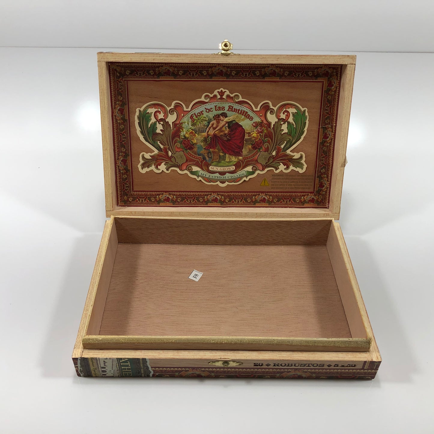 Flor De Las Antillas Robusto Empty Wooden Cigar Box 9x6x1.75