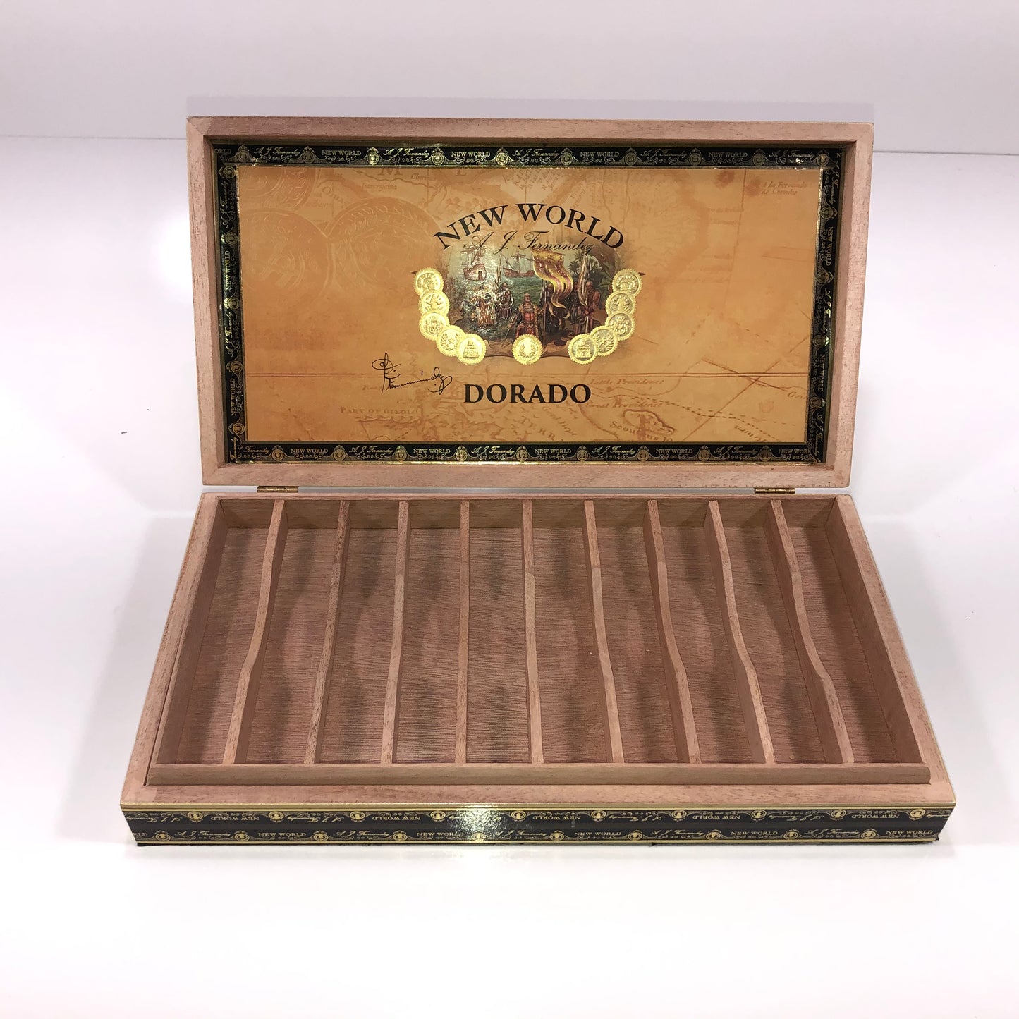 Aj Fernandez Dorado Figurado Empty Wooden Cigar Box 11.25x7.25x2