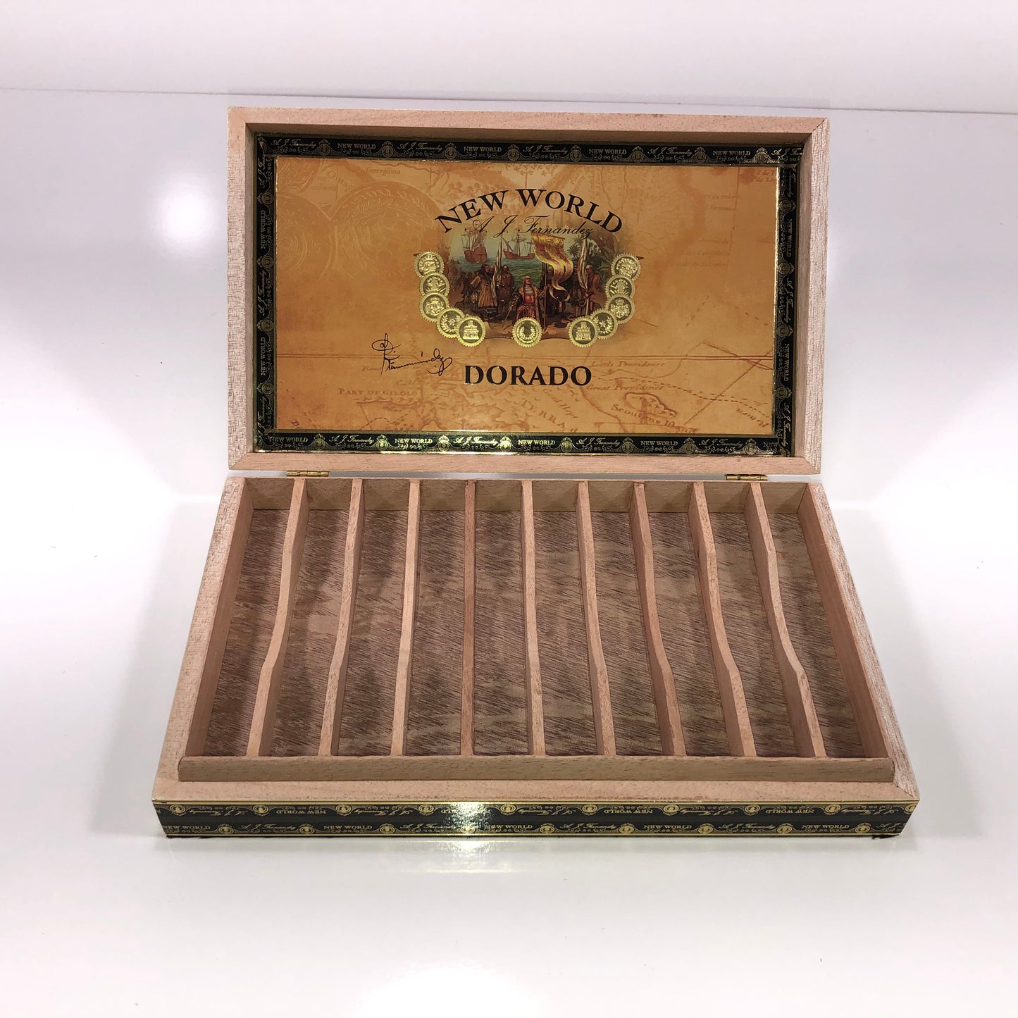 Aj Fernandez Dorado Robusto Empty Wooden Cigar Box 10.75x6.5x2