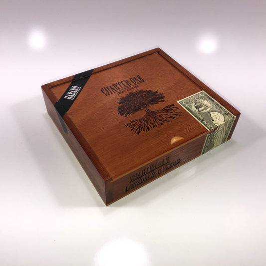 Charter Oak Hab Lonsdale Empty Wooden Cigar Box 7.75x7.25x2