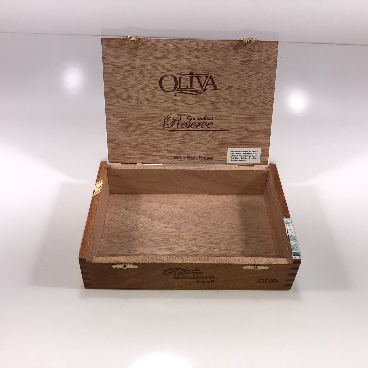 Oliva Reserve Connecticut Robusto Empty Wooden Cigar Box 8.5x6x2