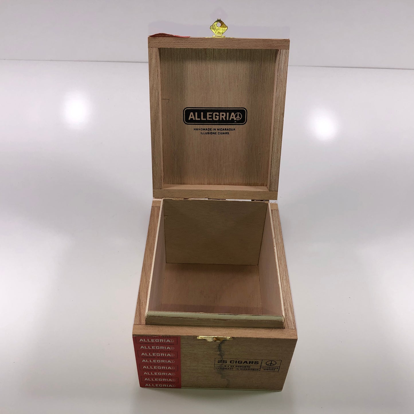 Allegria Robusto Empty Wooden Cigar Box 5.25x6.25x4.25