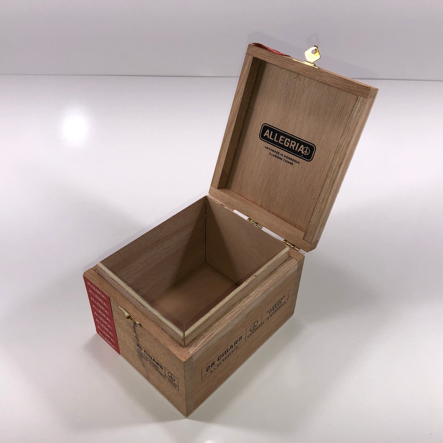 Allegria Robusto Empty Wooden Cigar Box 5.25x6.25x4.25