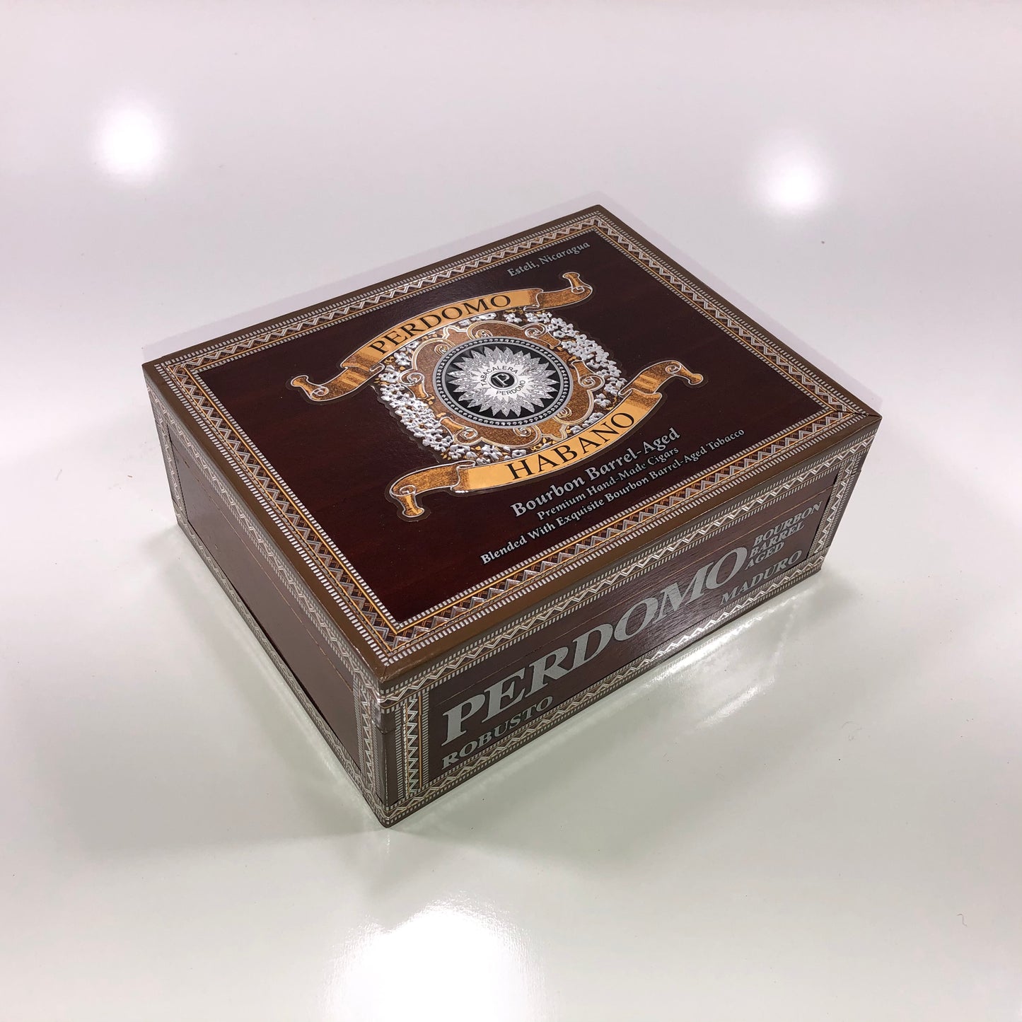 Perdomo Bourbon Barrel Aged Maduro Robusto Empty Wooden Cigar Box 7.75x6x3