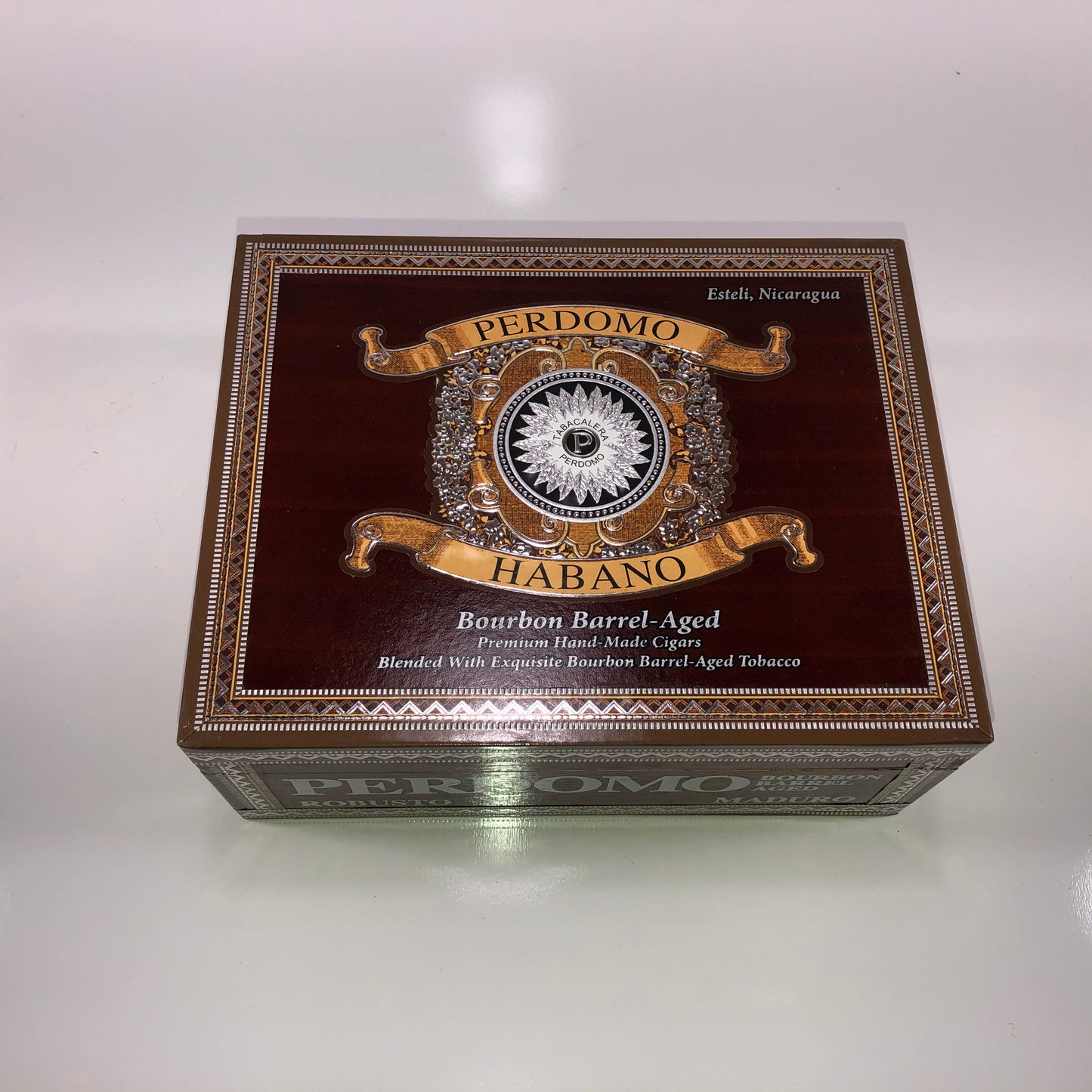 Perdomo Bourbon Barrel Aged Maduro Robusto Empty Wooden Cigar Box 7.75x6x3