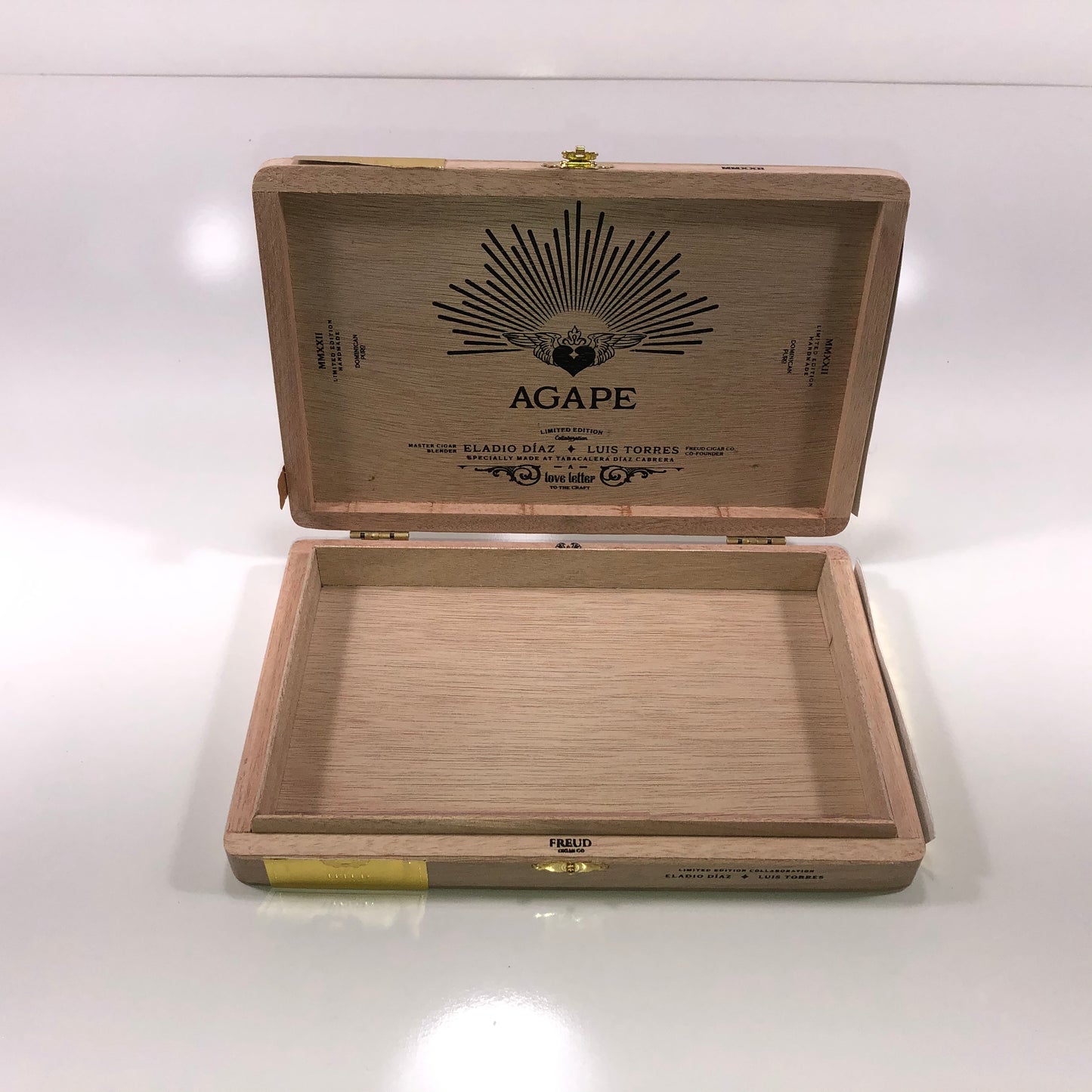 Freud Cigar Co Agape Empty Wooden Cigar Box 9.5x6.25x1.25