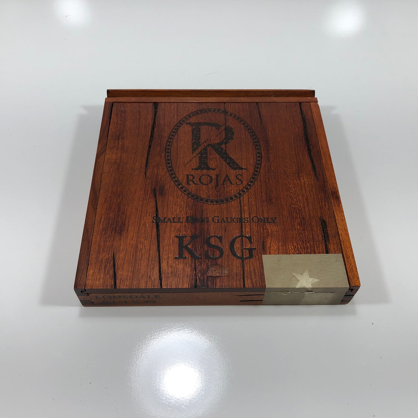 Rojas KSG Lonsdale Empty Wooden Cigar Box 7.25x7.75x1.25