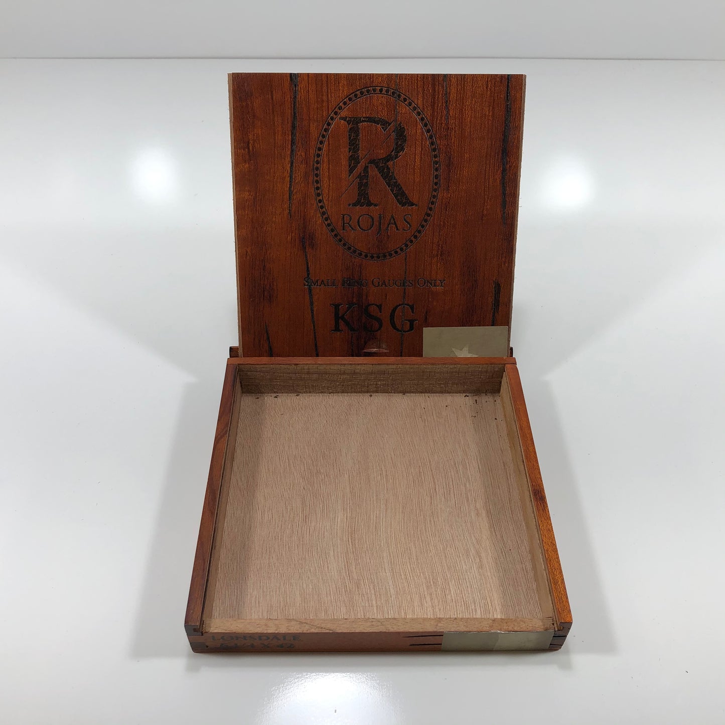 Rojas KSG Lonsdale Empty Wooden Cigar Box 7.25x7.75x1.25