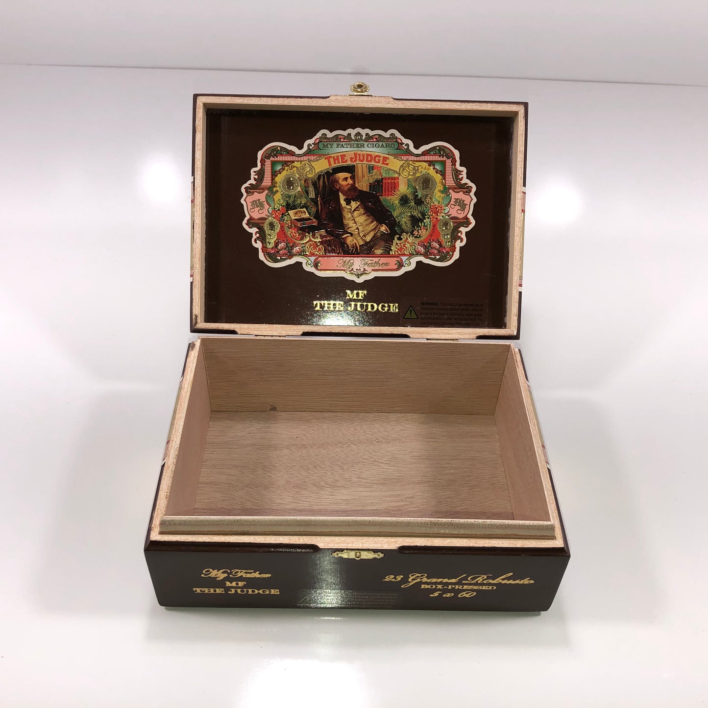 My Father Cigars The Judge Grand Robusto Empty Wooden Cigar Box 8.5x6x3.25