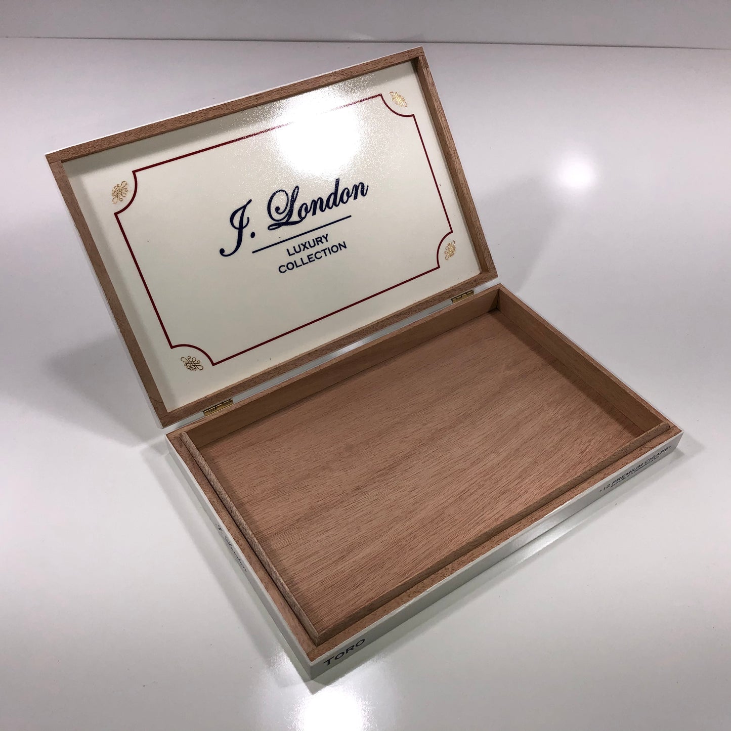 J London Luxury Collection Toro Empty Wooden Cigar Box 10.75x7x1.25