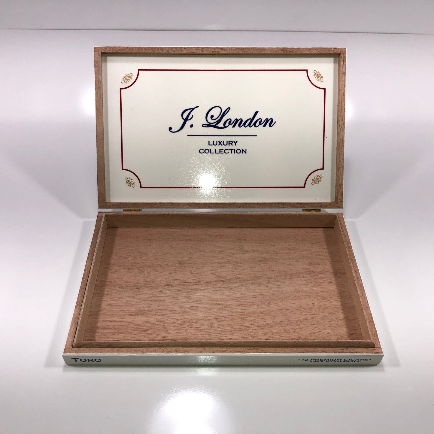 J London Luxury Collection Toro Empty Wooden Cigar Box 10.75x7x1.25