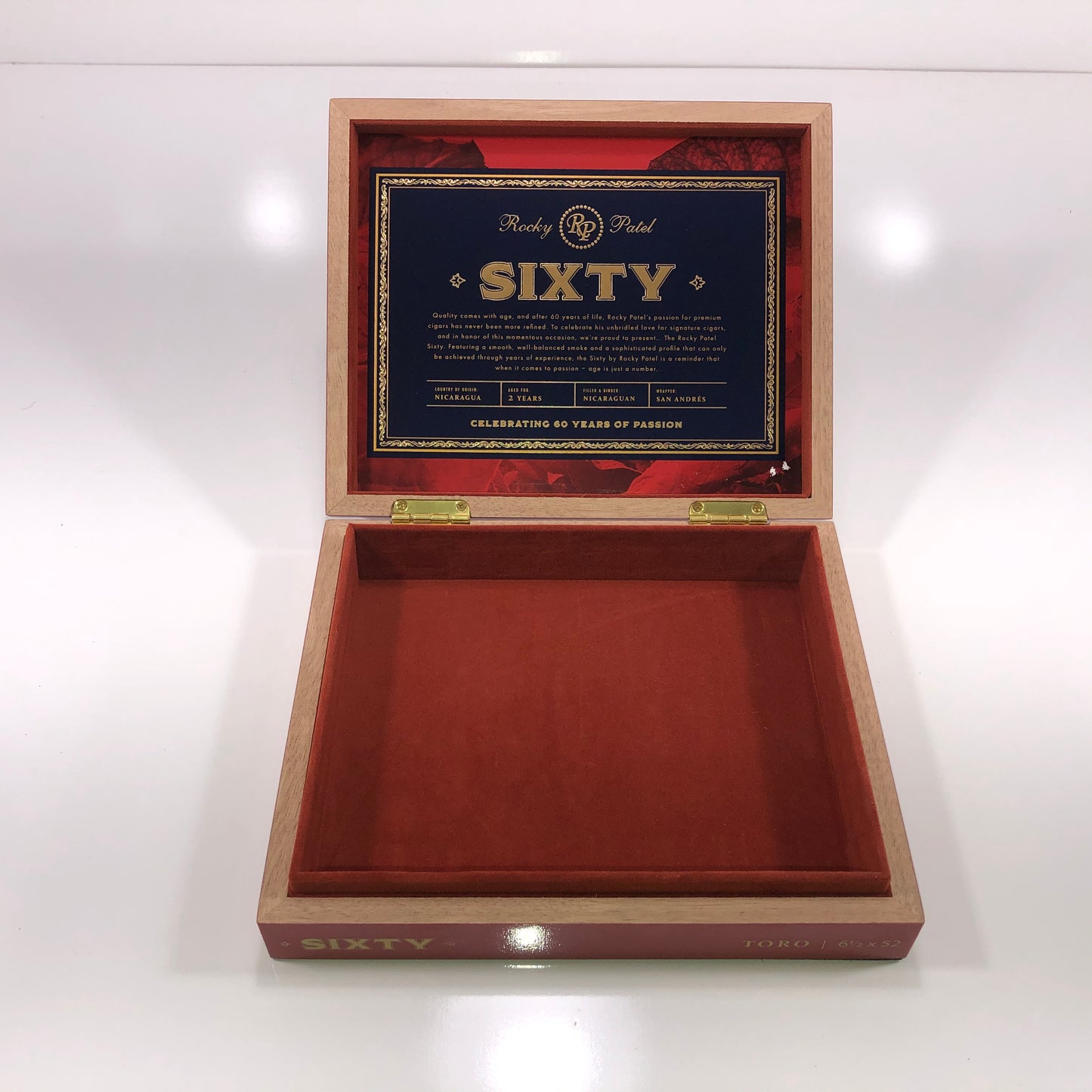 Rocky Patel Sixty Toro Empty Wooden Cigar Box 9.25x7.75x2