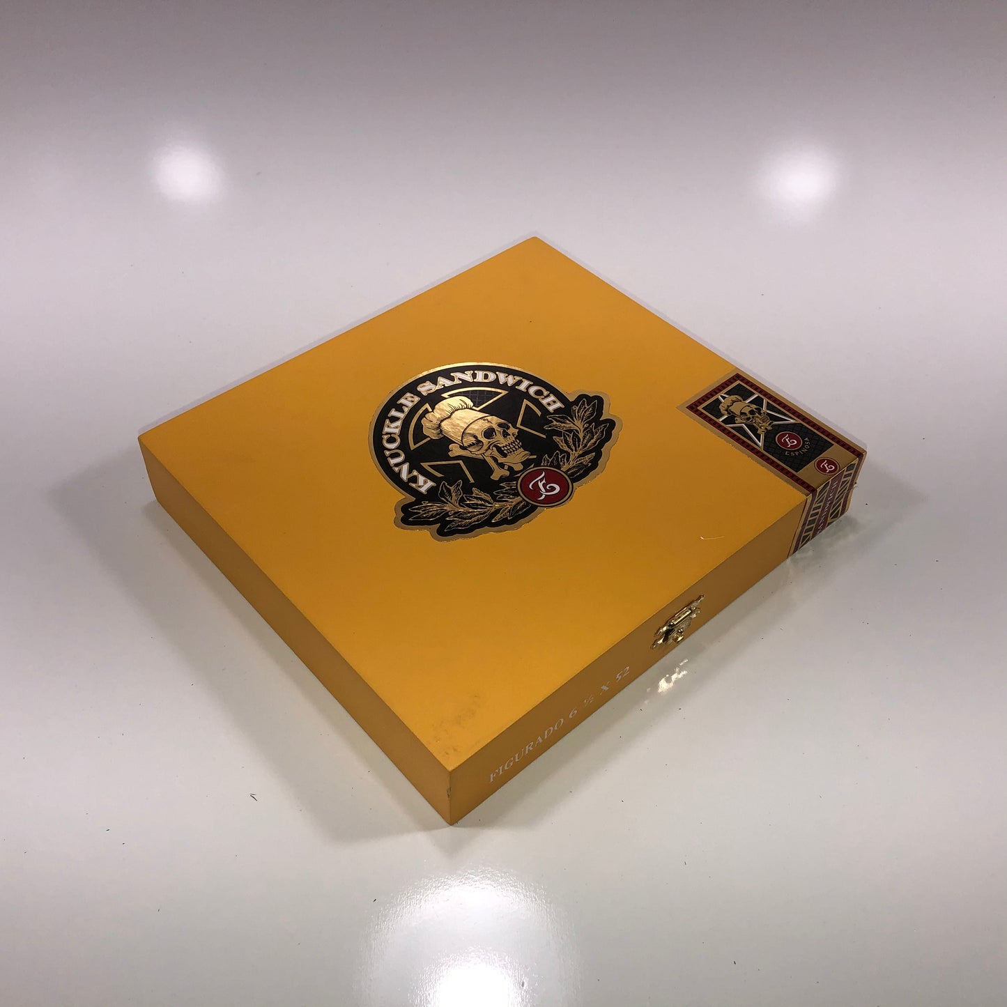 Guy Fieri Knuckle Sandwich Figurado Empty Wooden Cigar Box 8.25x7.5x1.5