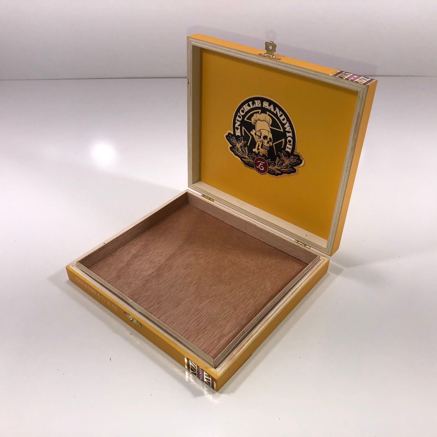 Guy Fieri Knuckle Sandwich Figurado Empty Wooden Cigar Box 8.25x7.5x1.5