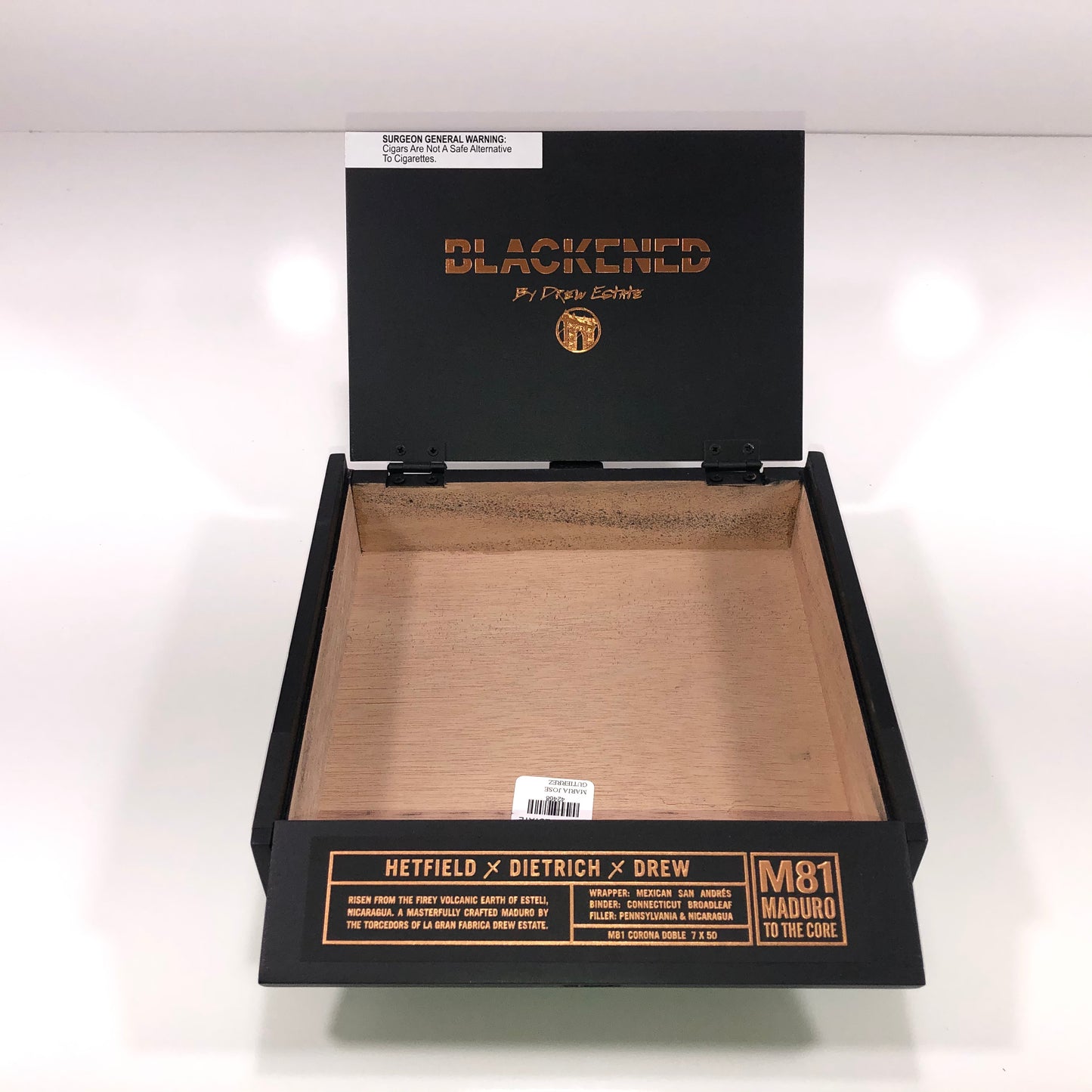 James Hetfield Metallica M81 Blackend Doble Empty Wooden Cigar Box 8.75x8x2