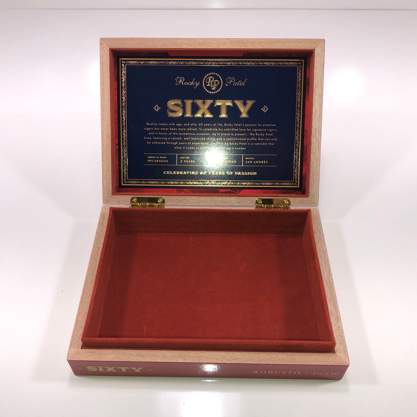 Rocky Patel Sixty Robusto Empty Wooden Cigar Box 9x6.75x2