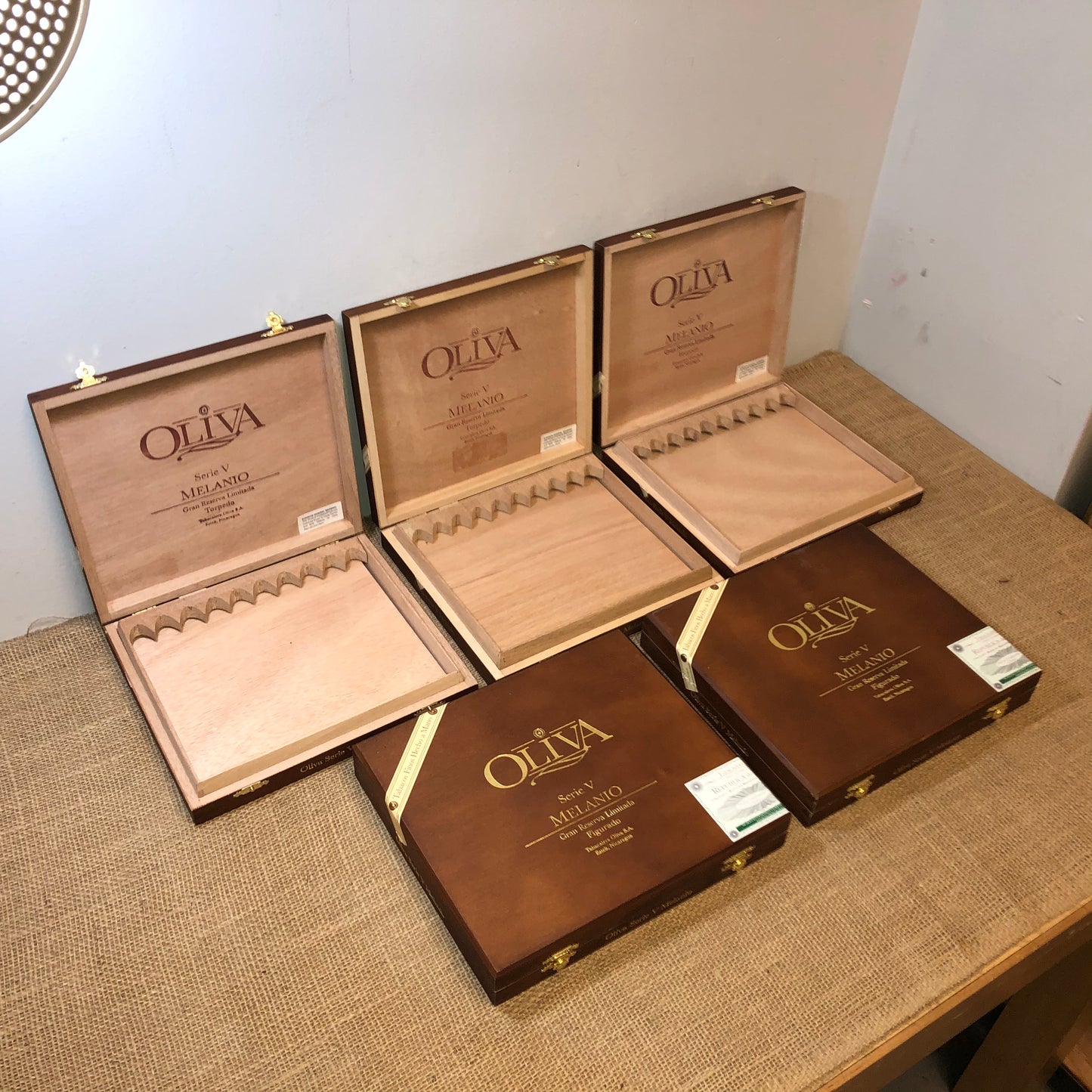 Lot of 5 Oliva Torpedo Empty Wooden Cigar Boxes 9x8x1.5 #29