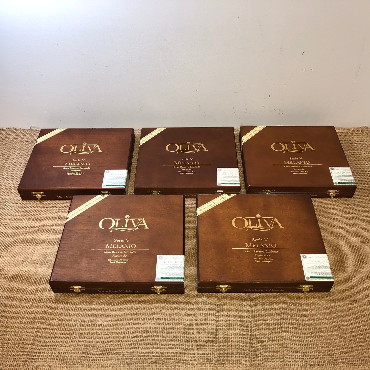 Lot of 5 Oliva Torpedo Empty Wooden Cigar Boxes 9x8x1.5 #29