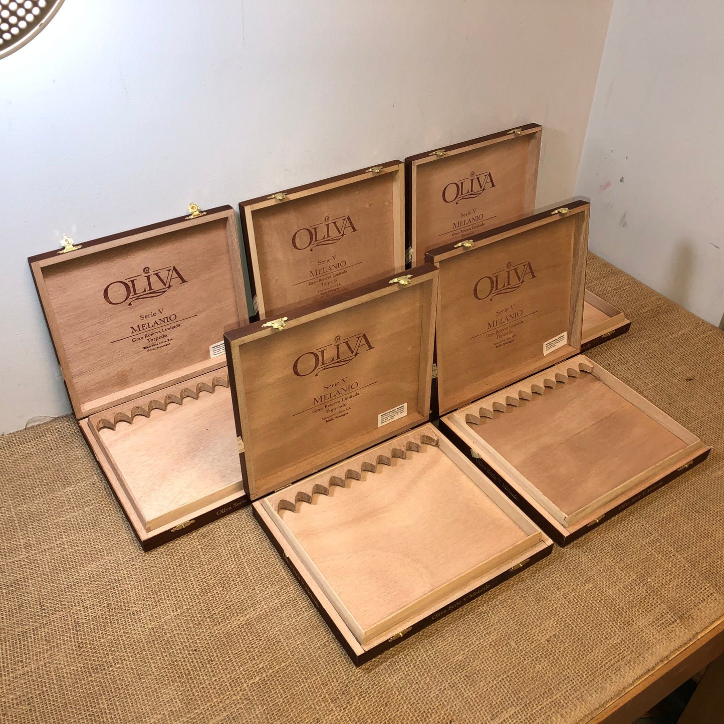 Lot of 5 Oliva Torpedo Empty Wooden Cigar Boxes 9x8x1.5 #29