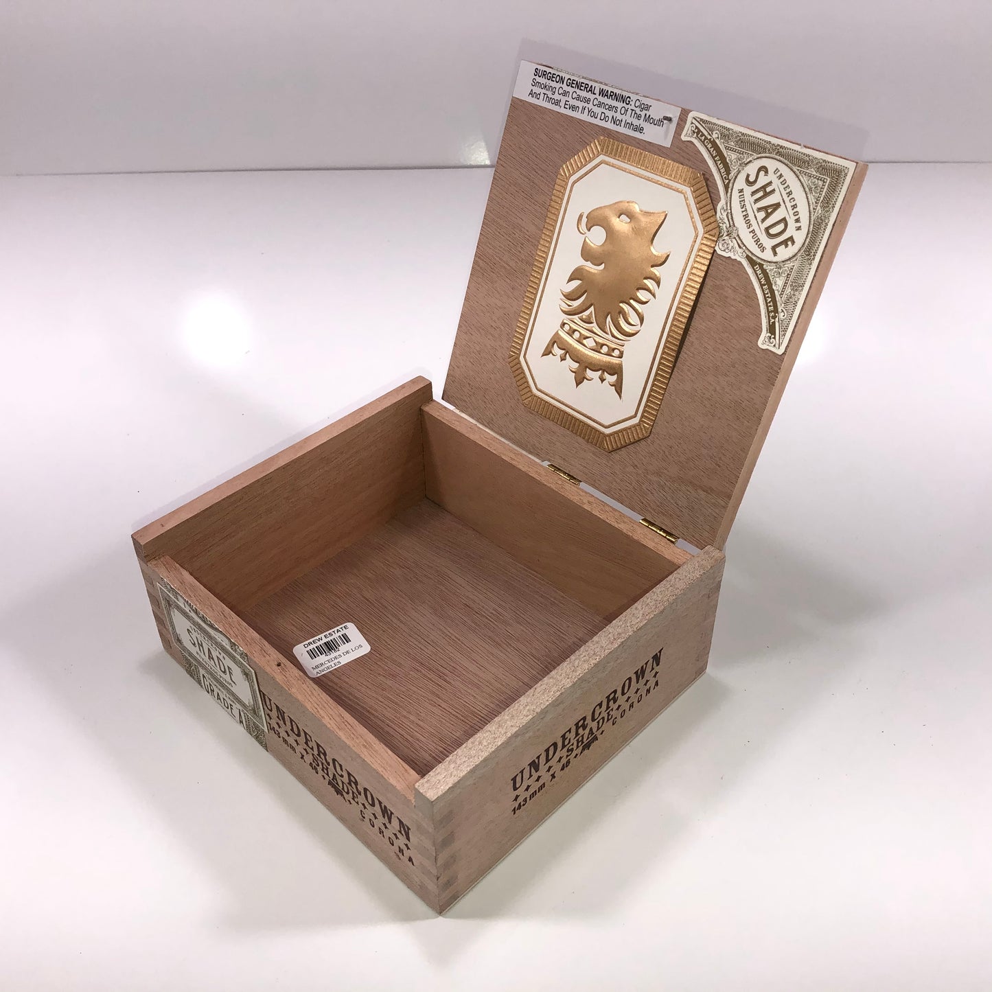 Undercrown Shade Corona Empty Wooden Cigar Box 7.25x6.5x3