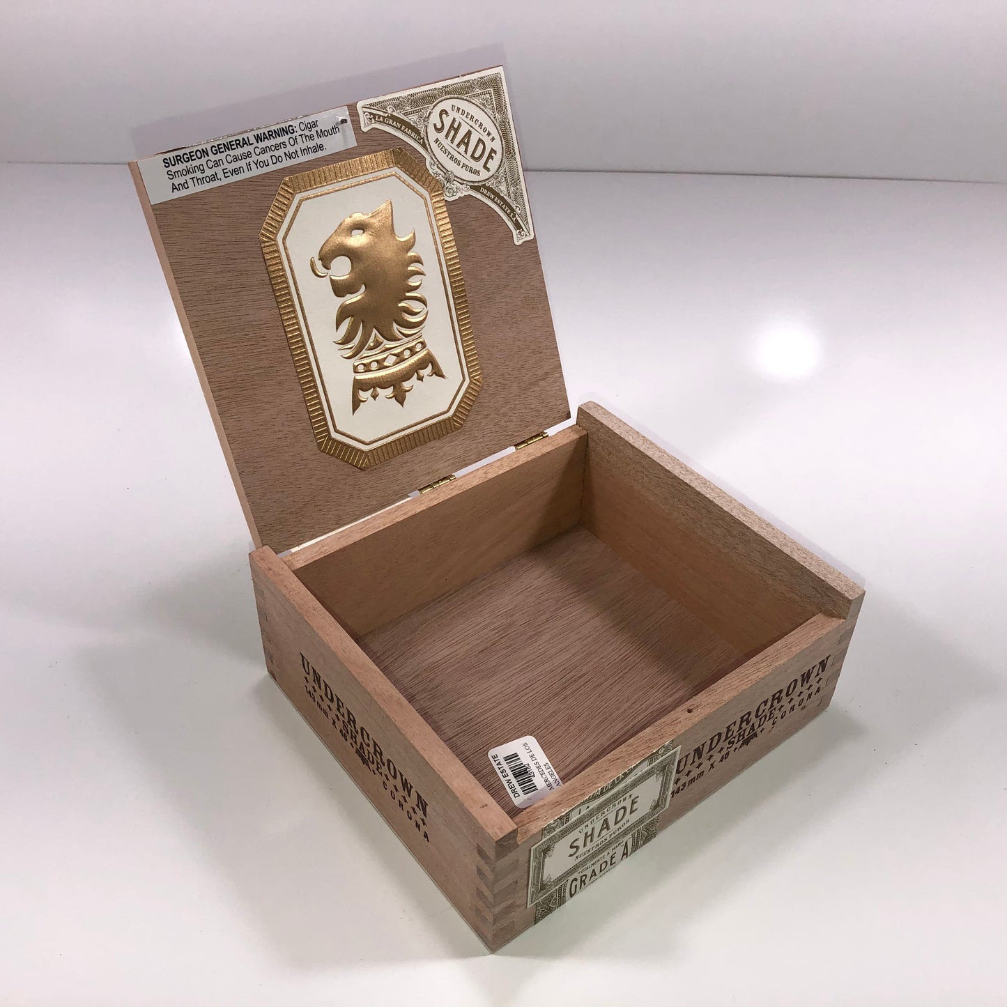 Undercrown Shade Corona Empty Wooden Cigar Box 7.25x6.5x3