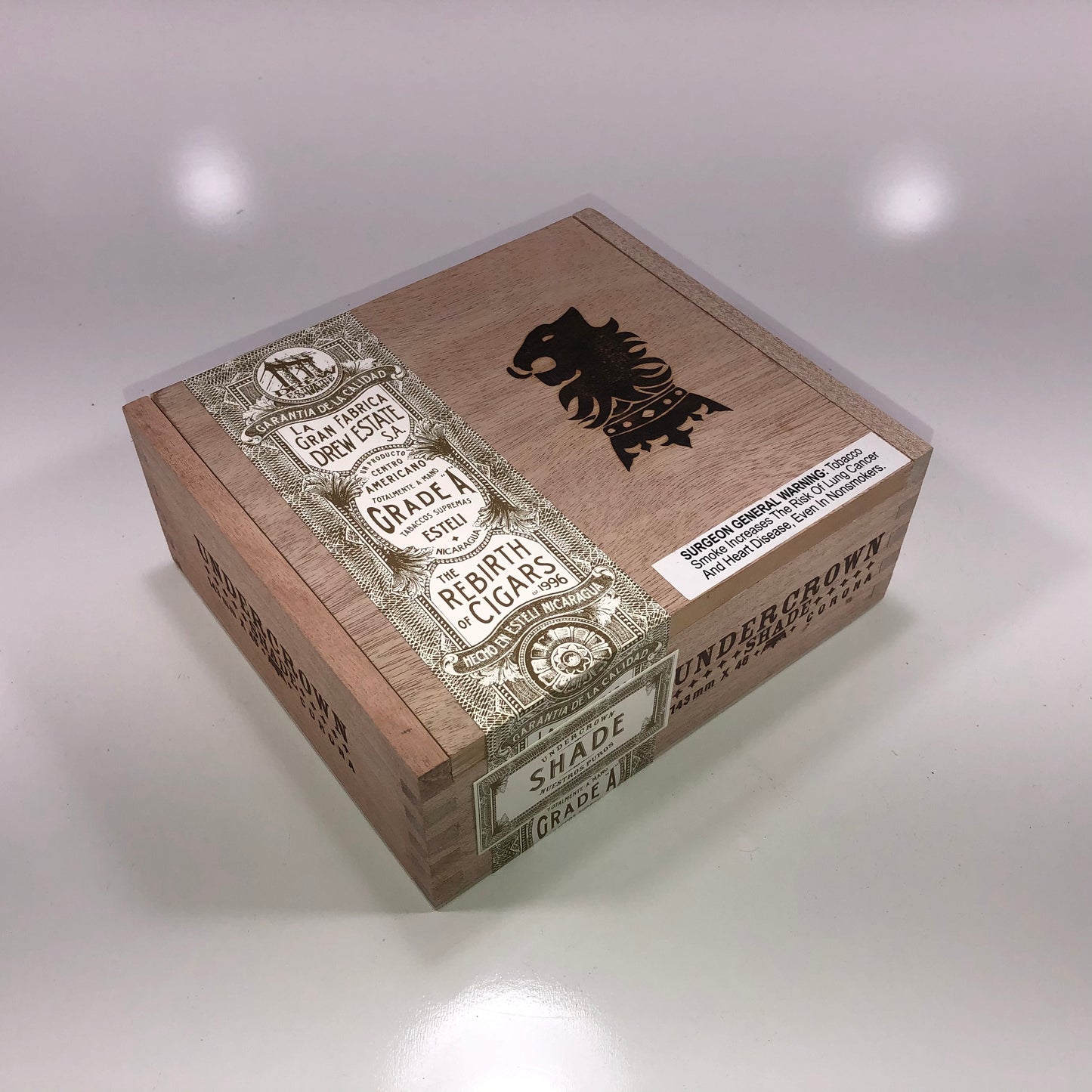 Undercrown Shade Corona Empty Wooden Cigar Box 7.25x6.5x3