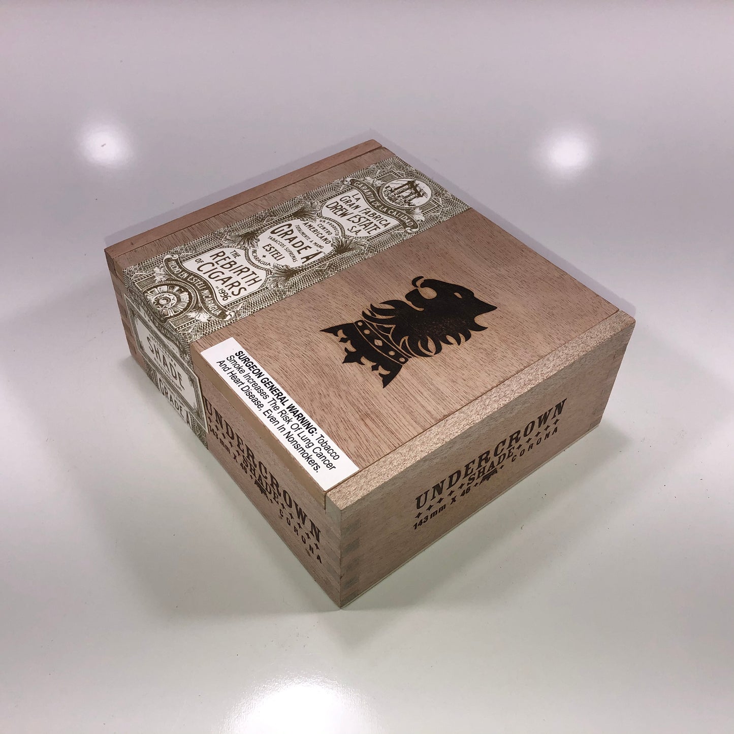 Undercrown Shade Corona Empty Wooden Cigar Box 7.25x6.5x3