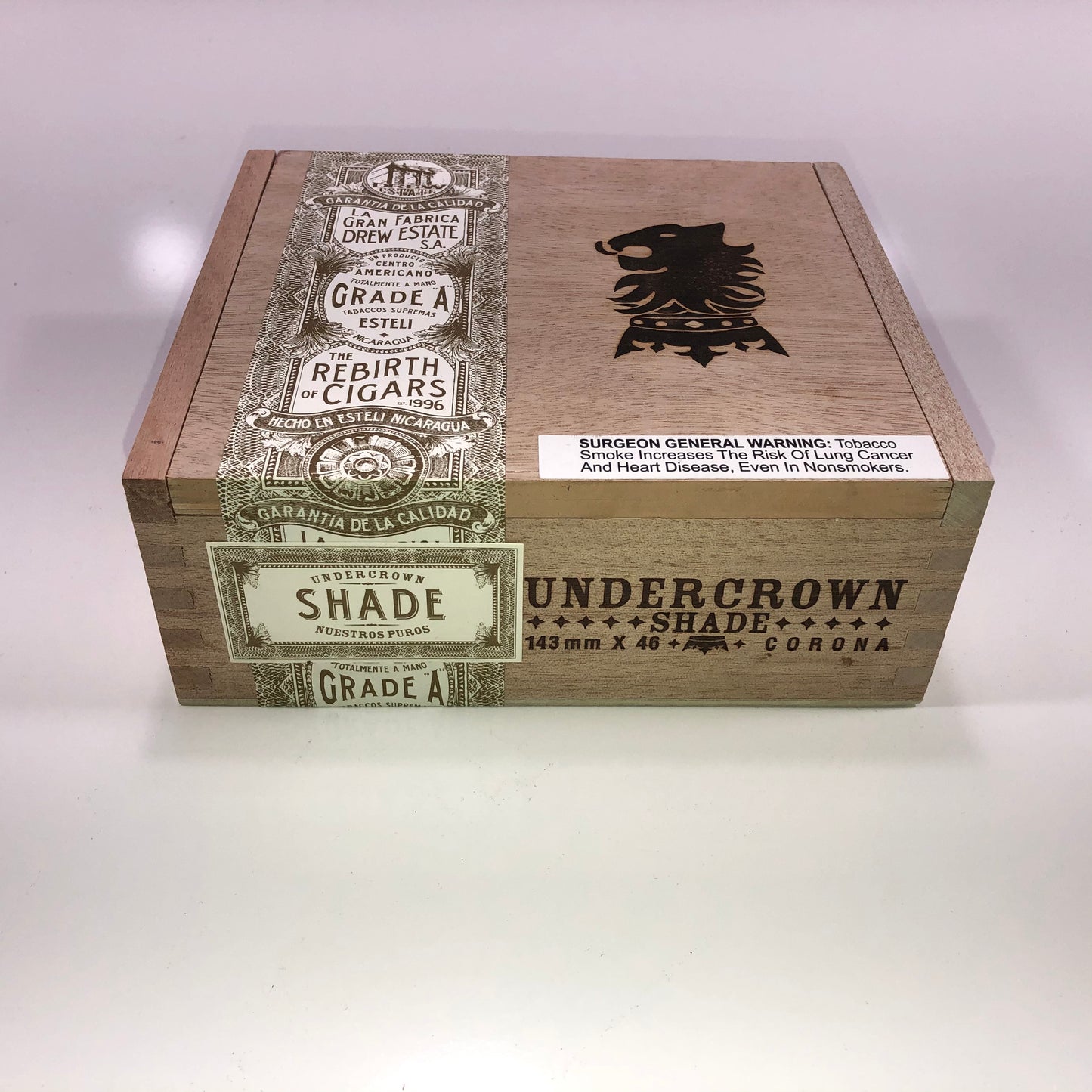 Undercrown Shade Corona Empty Wooden Cigar Box 7.25x6.5x3