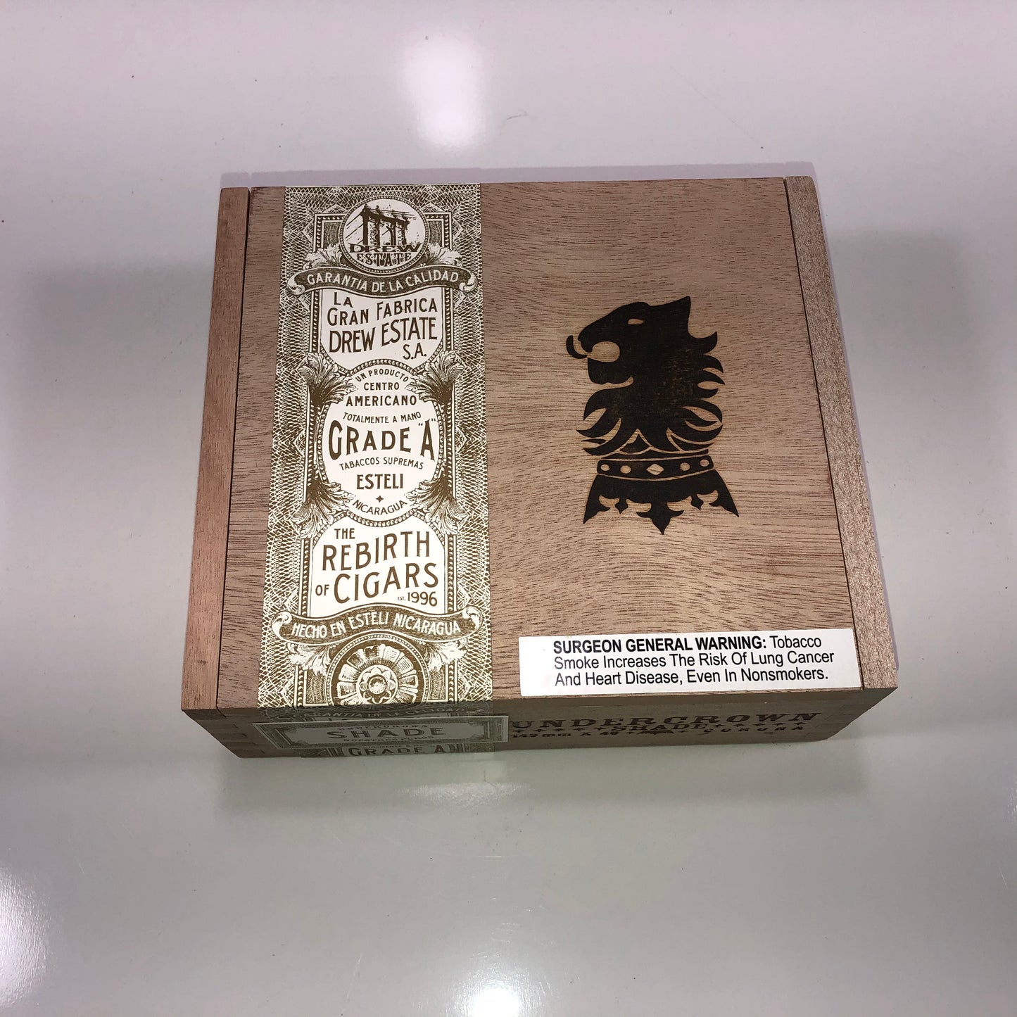 Undercrown Shade Corona Empty Wooden Cigar Box 7.25x6.5x3