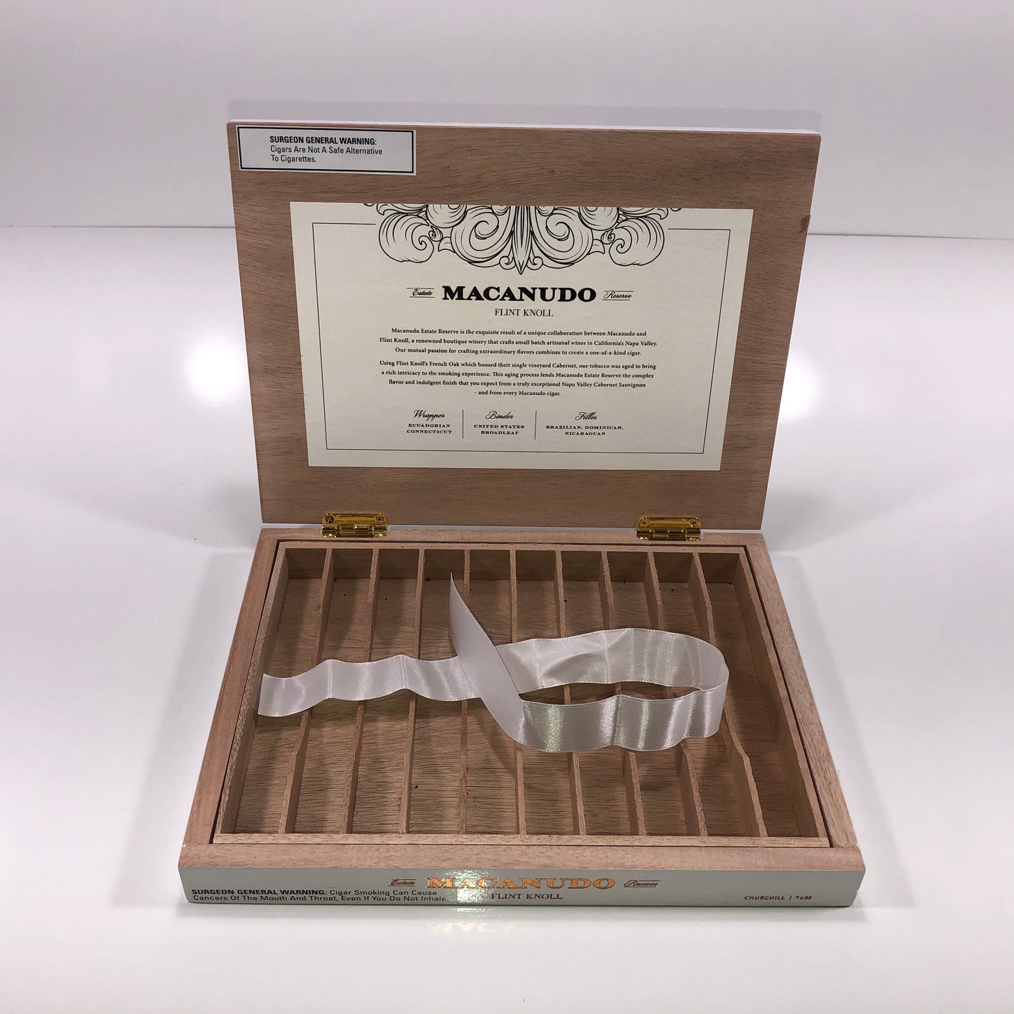 Macanudo Flint Knoll Churchill Empty Wooden Cigar Box 11x8.25x1.5